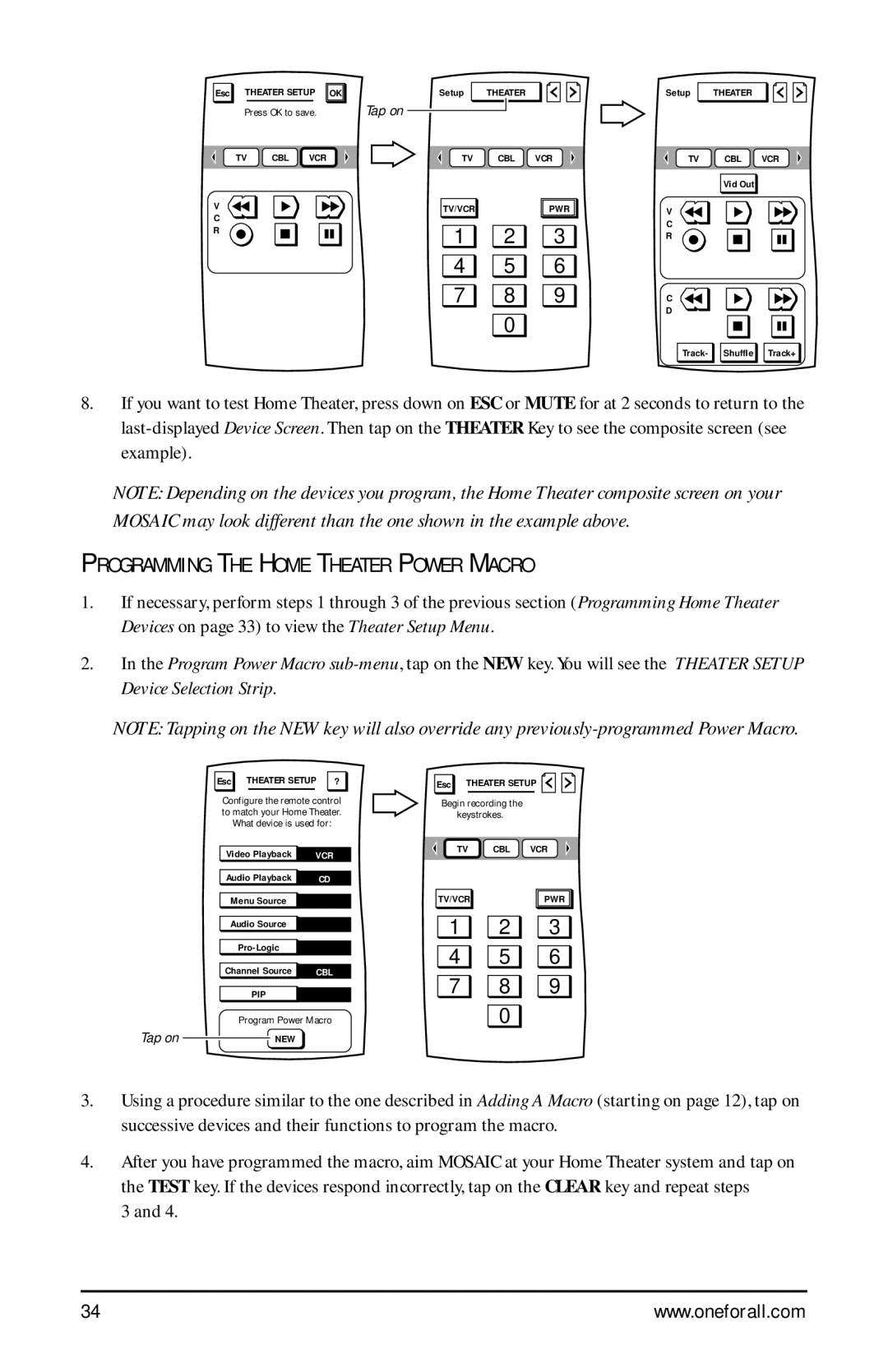 One for All URC-9990 manual Programming the Home Theater Power Macro 