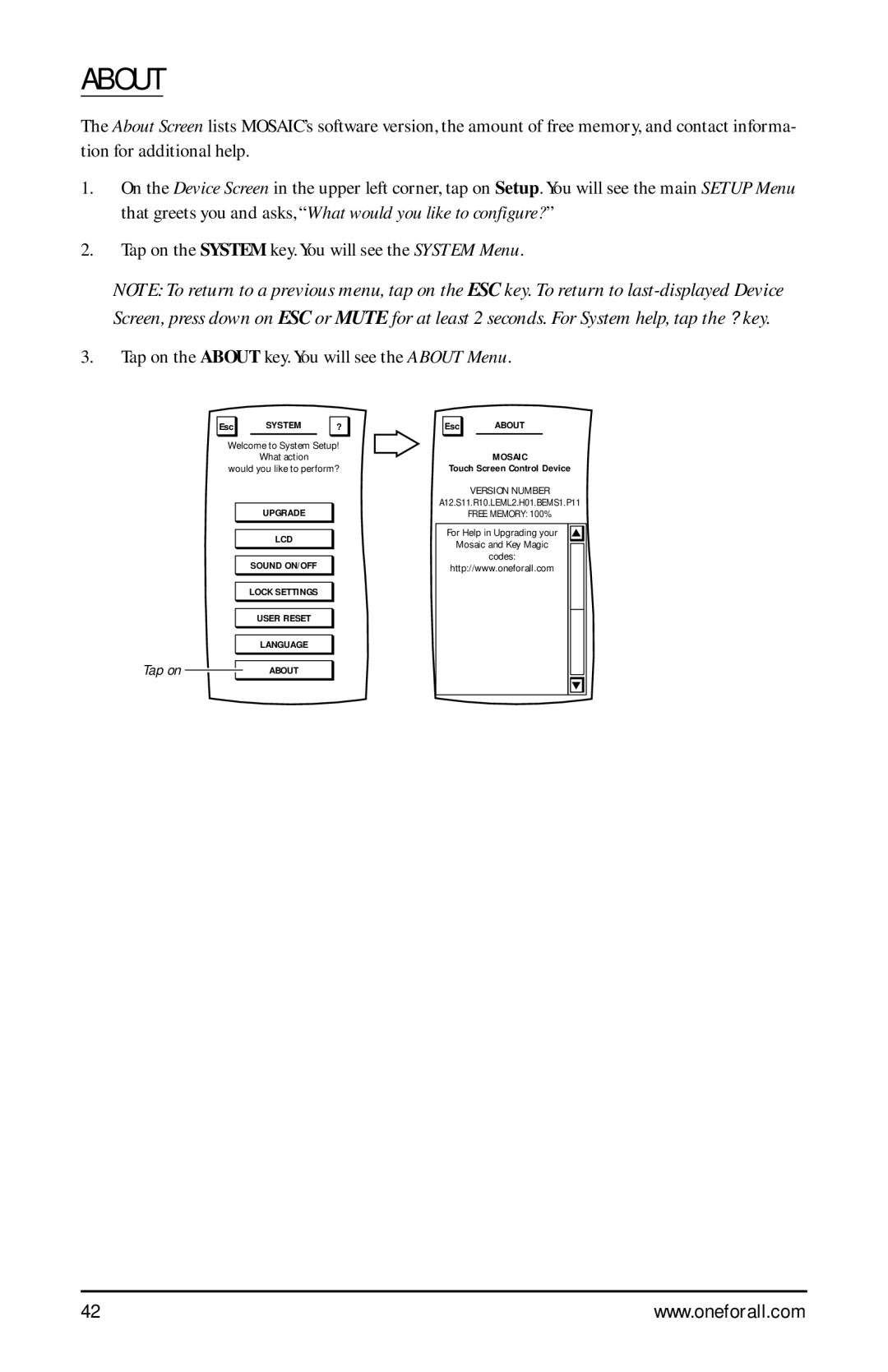 One for All URC-9990 manual About, Mosaic 