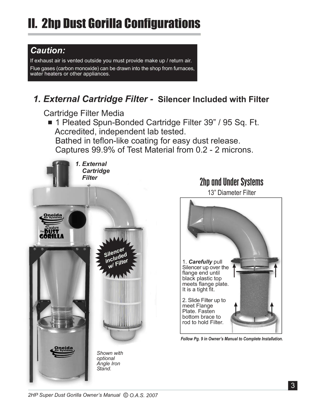 Oneida Air Systems Super Dust Gorilla manual II hp Dust Gorilla Configurations 