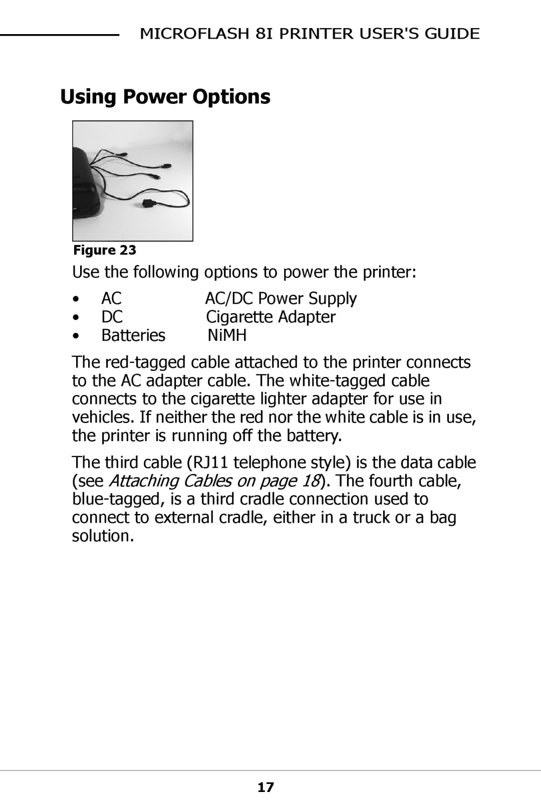 O'Neil For 8100 manual Using Power Options 