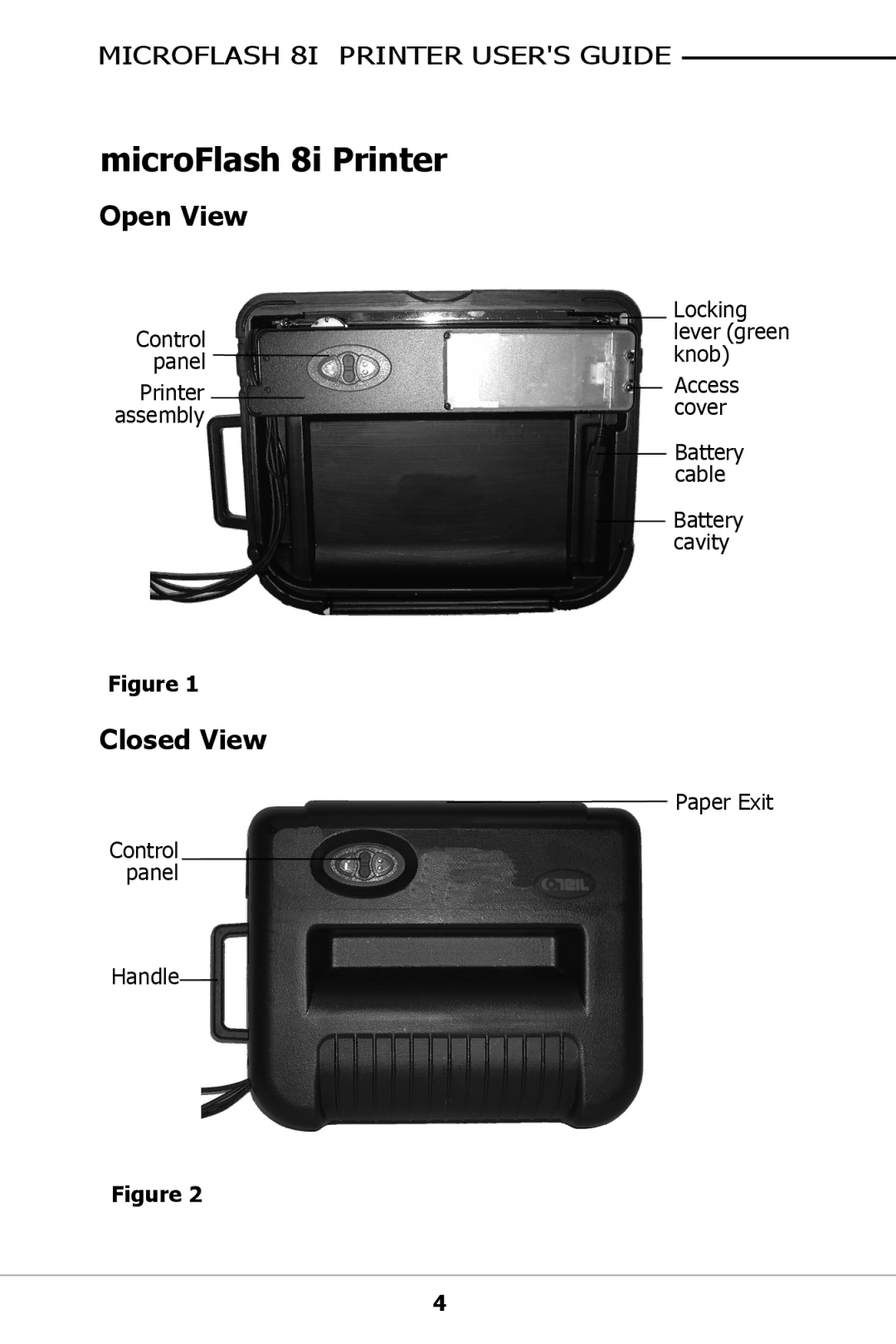 O'Neil For 8100 manual MicroFlash 8i Printer, Open View, Closed View 