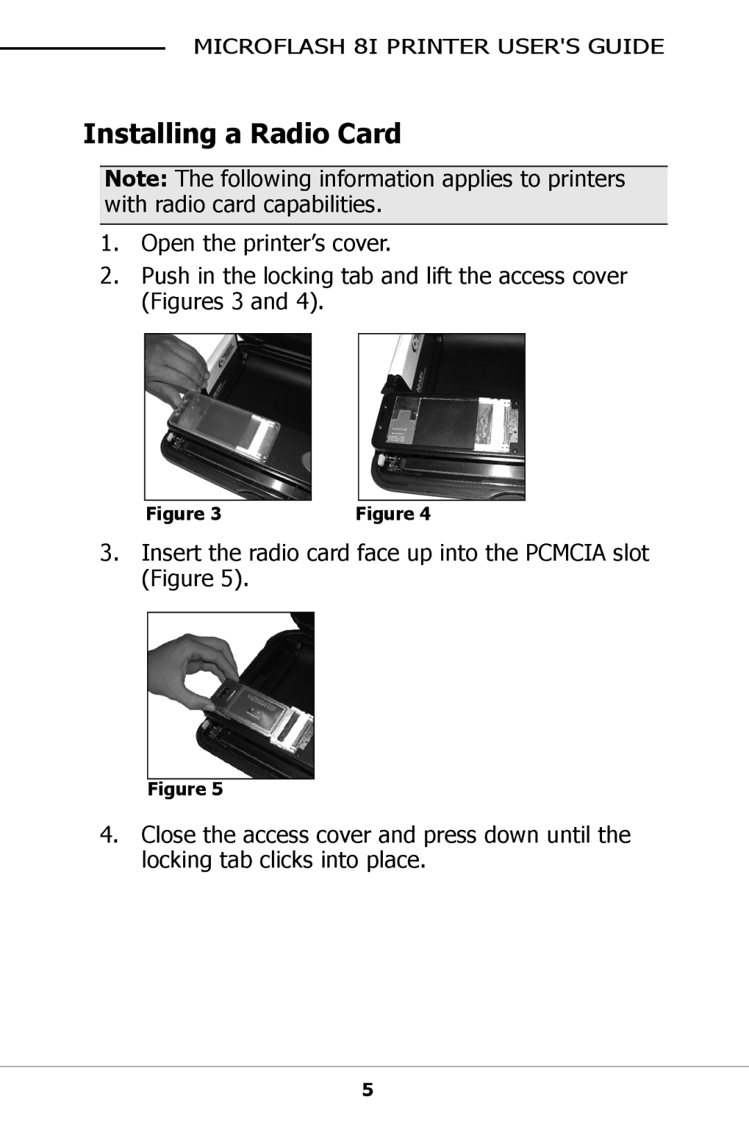 O'Neil For 8100 manual Installing a Radio Card 