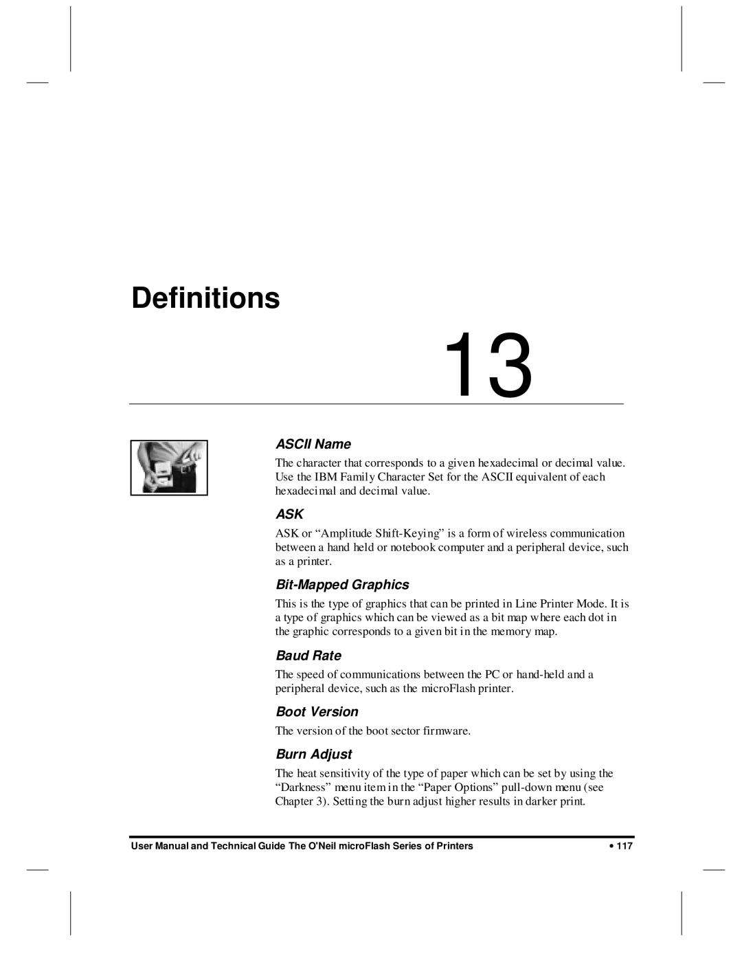 O'Neil microFlash Series user manual Definitions, Ascii Name 