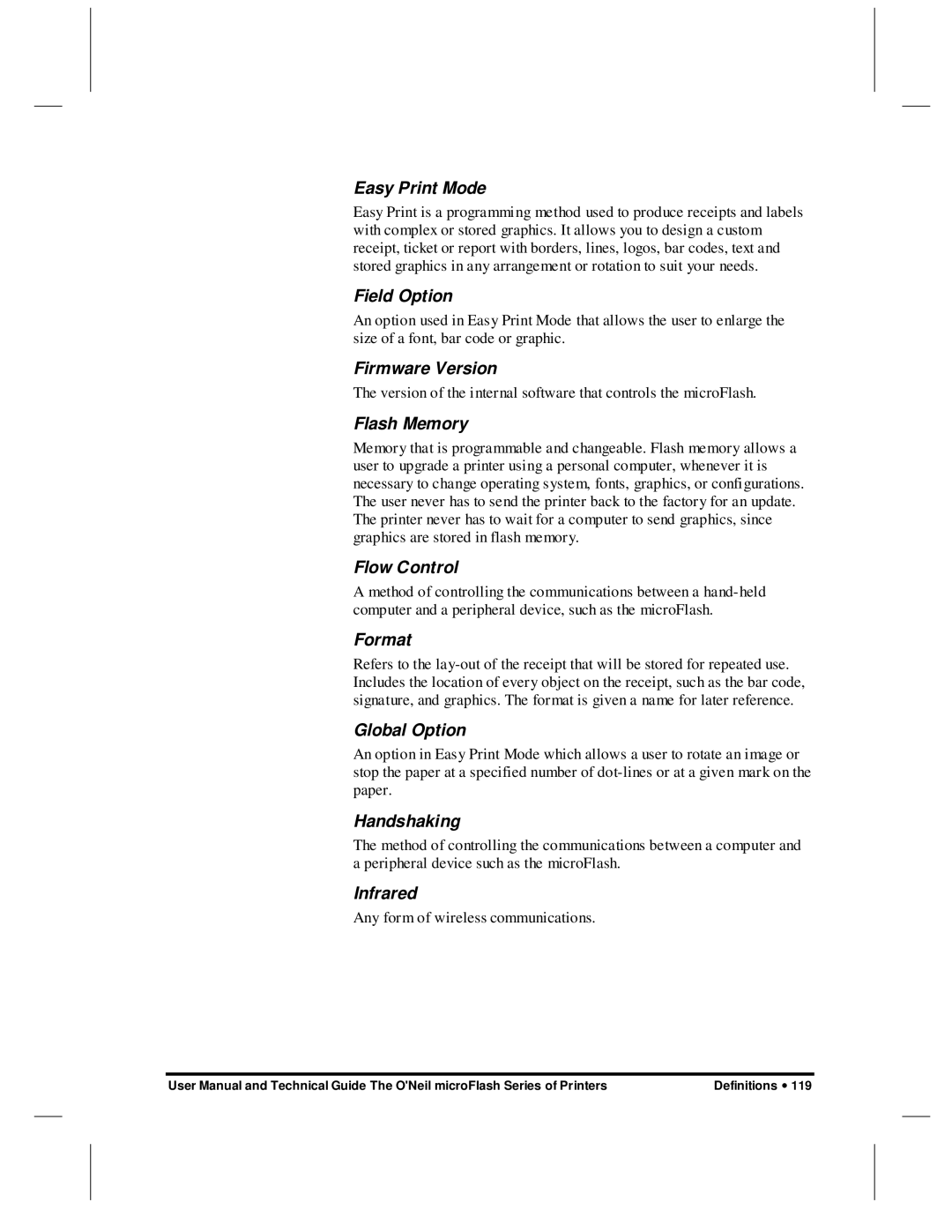 O'Neil microFlash Series user manual Firmware Version 