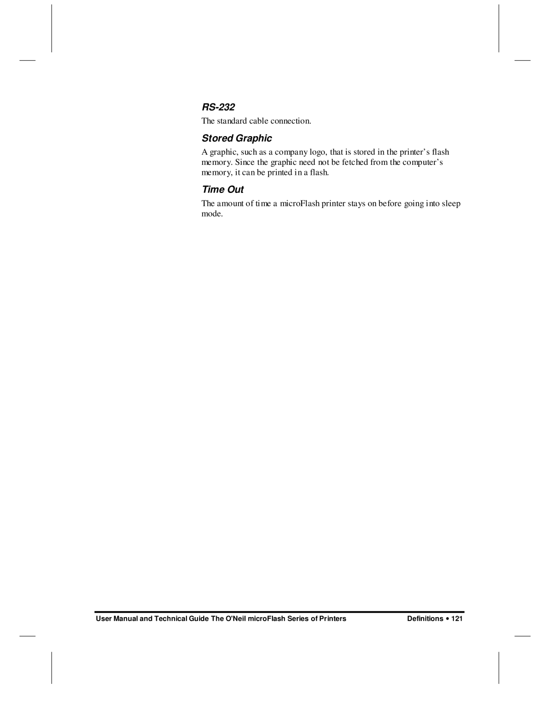 O'Neil microFlash Series user manual RS-232 