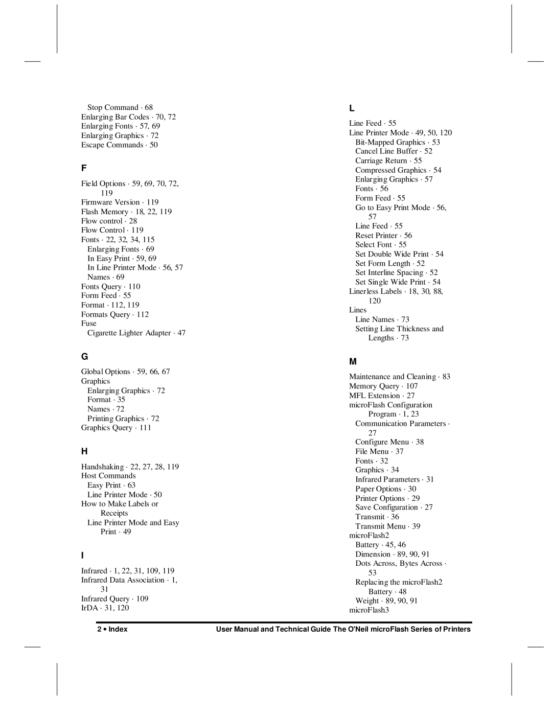 O'Neil microFlash Series user manual ∙ Index 