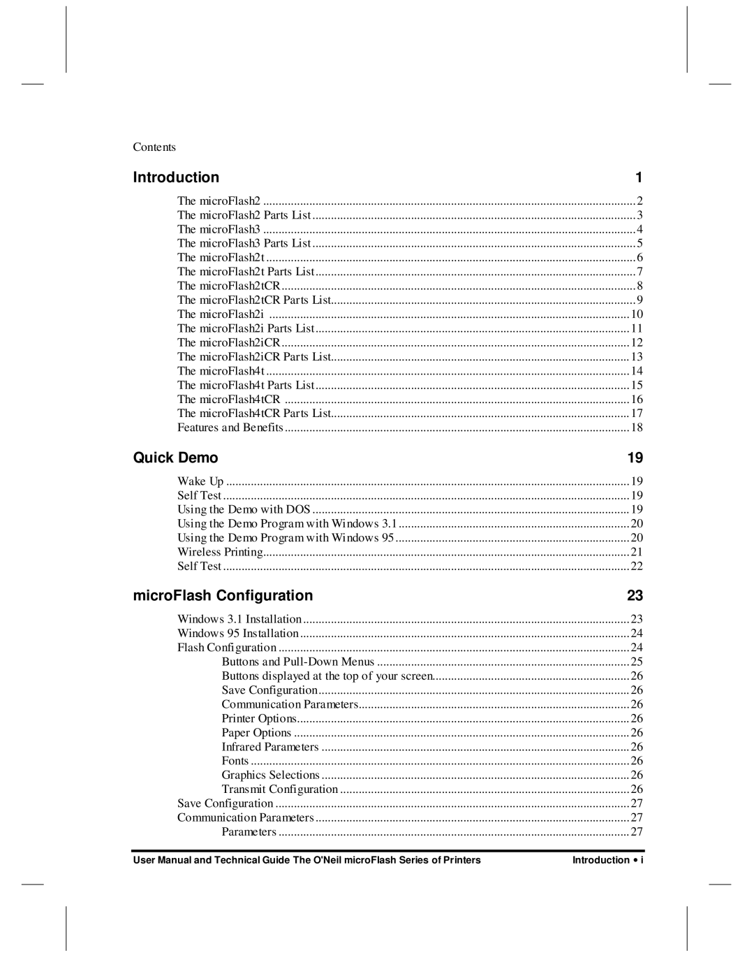 O'Neil microFlash Series user manual Introduction, Quick Demo, MicroFlash Configuration 