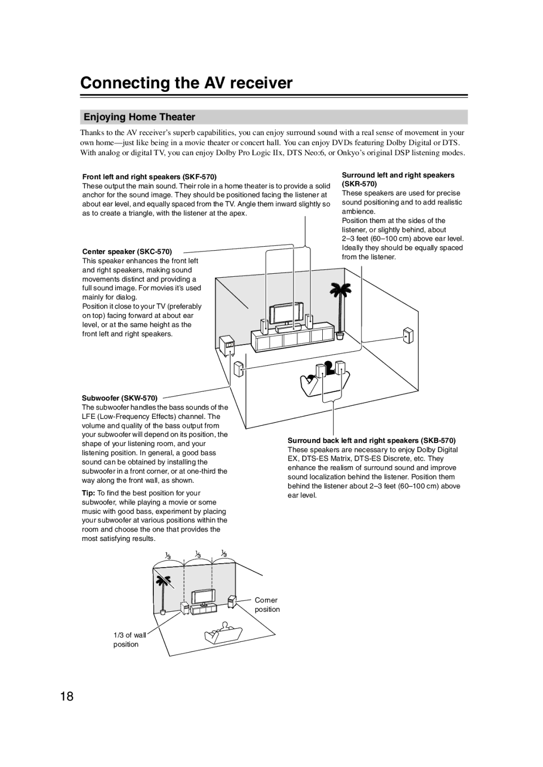 Onkyo 29344934 instruction manual Connecting the AV receiver, Enjoying Home Theater 