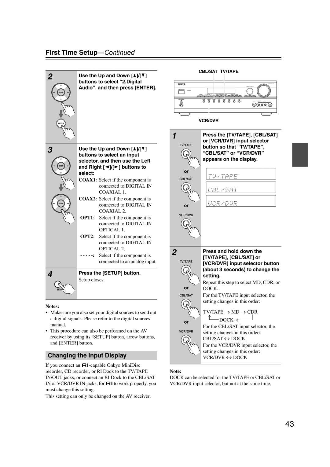 Onkyo 29344934 instruction manual Changing the Input Display 