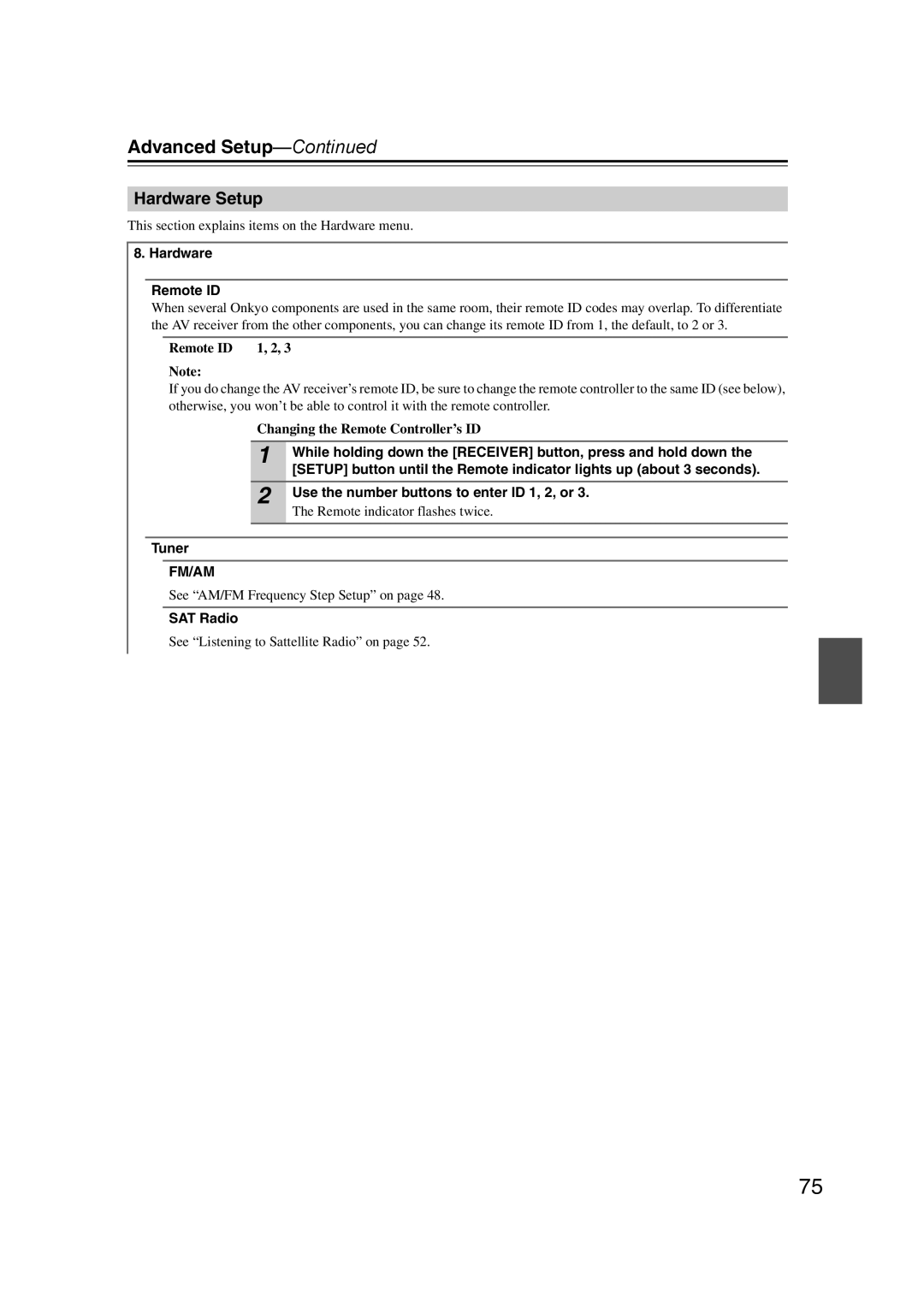 Onkyo 29344934 instruction manual Hardware Setup 