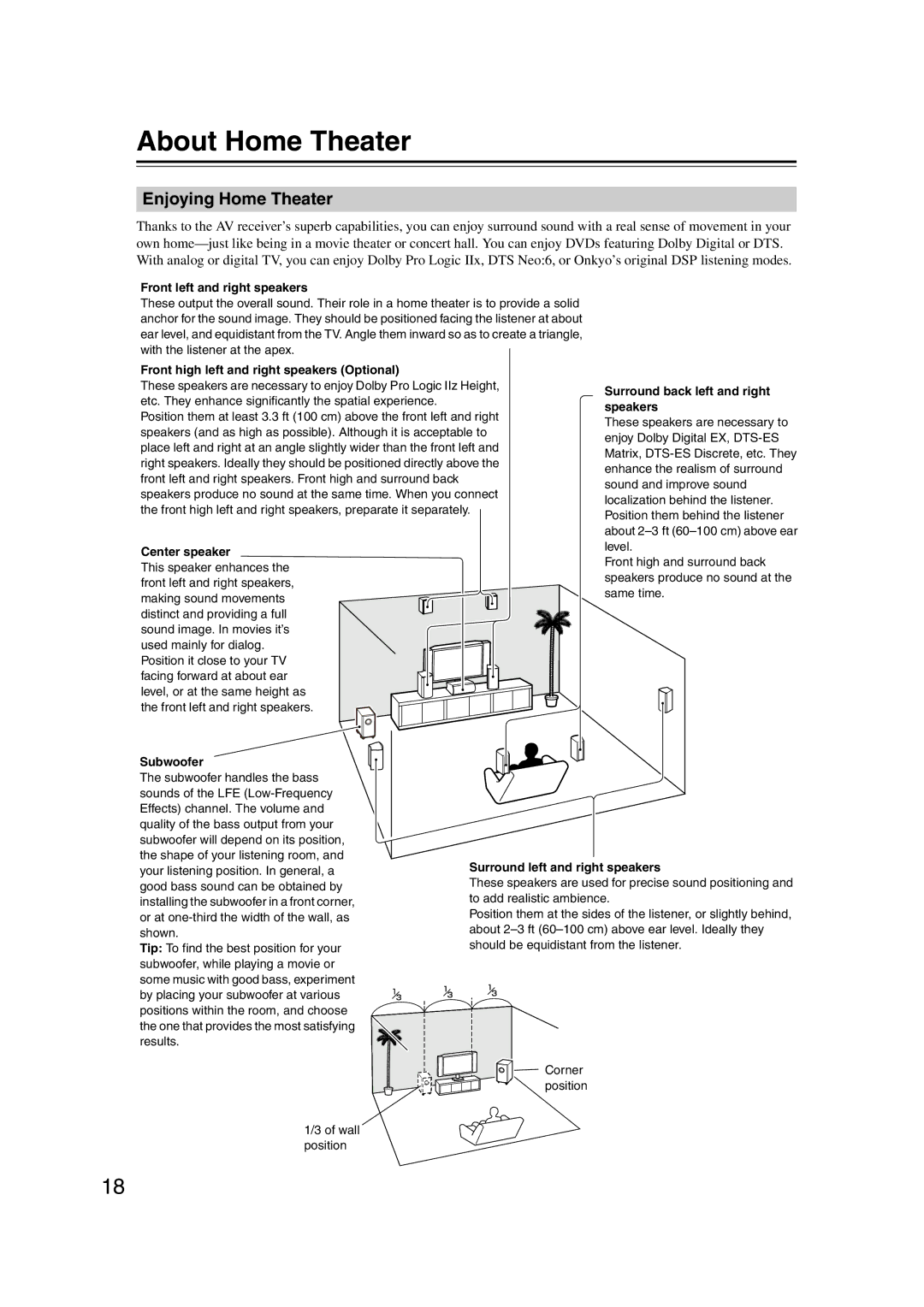 Onkyo 29344937, HT-S6200 instruction manual About Home Theater, Enjoying Home Theater 