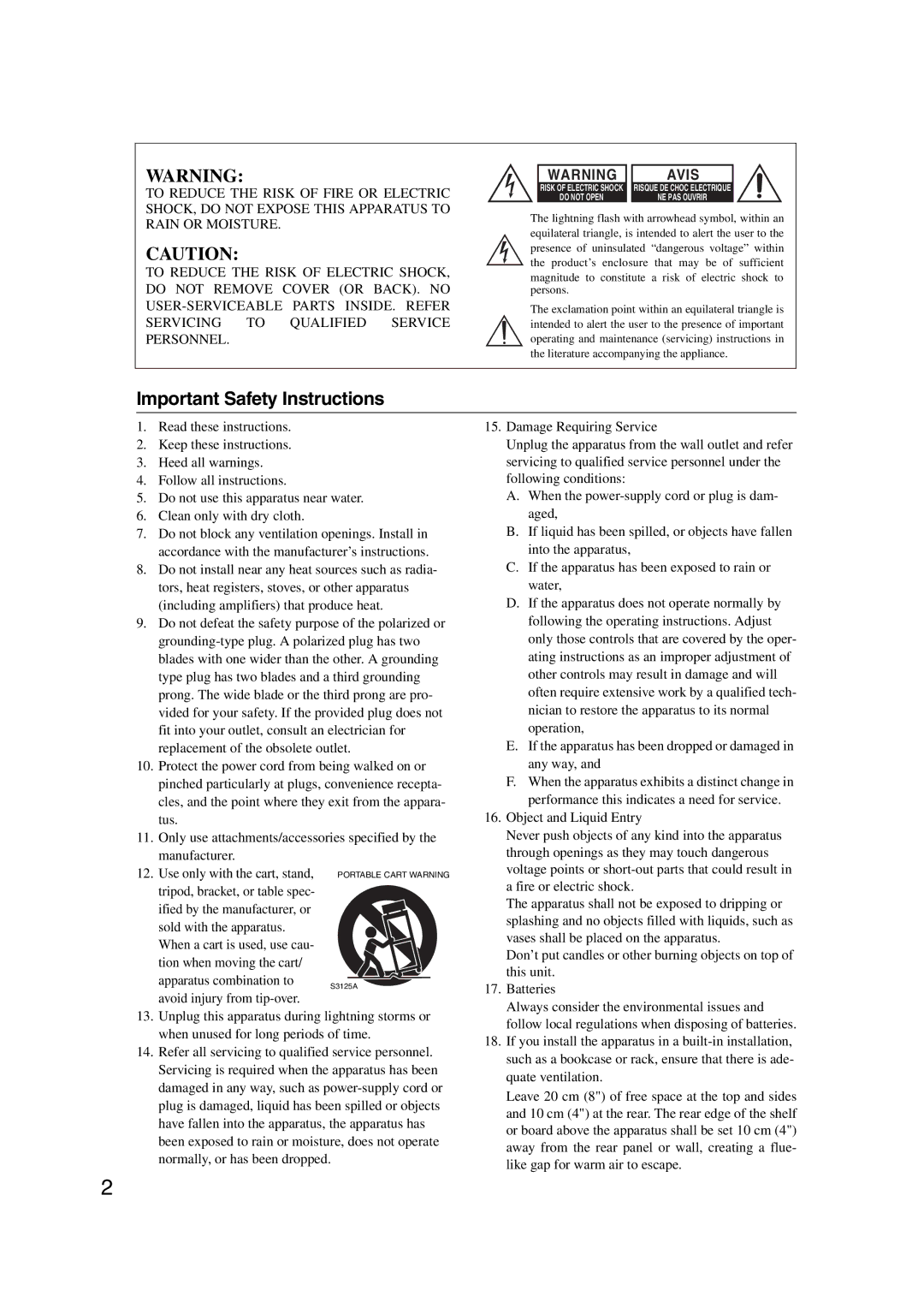 Onkyo 29344937, HT-S6200 instruction manual Important Safety Instructions, Avis 