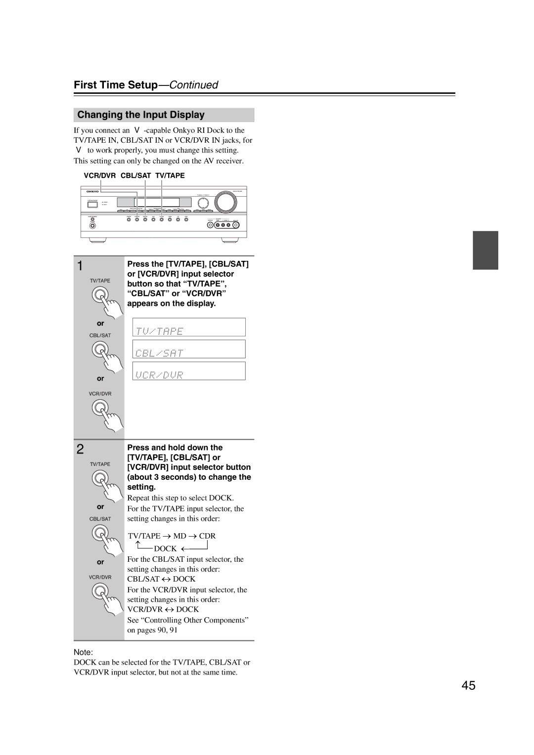 Onkyo HT-S6200, 29344937 instruction manual Changing the Input Display 