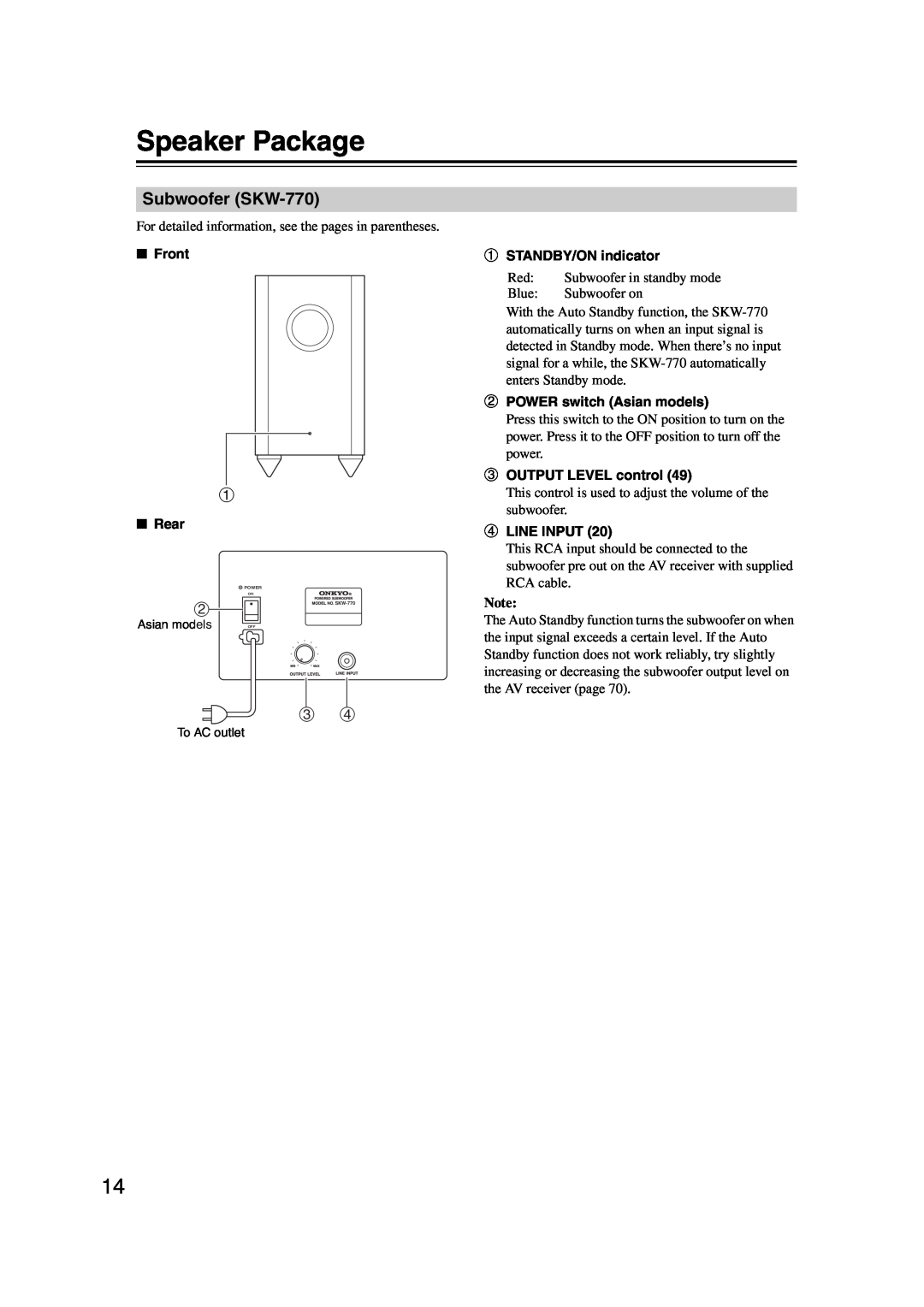 Onkyo 29344937, HT-S6200 instruction manual Speaker Package, Subwoofer SKW-770 