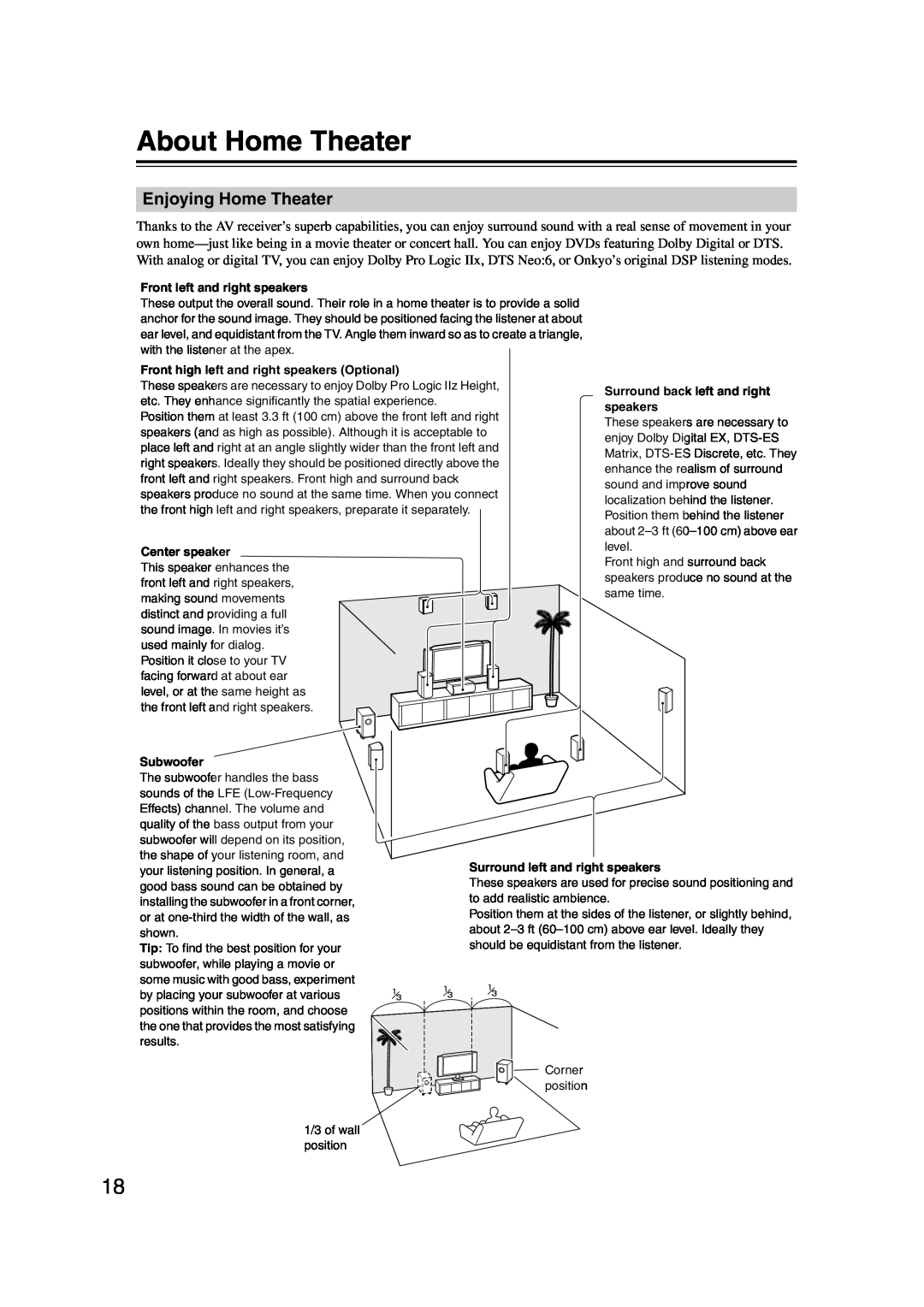 Onkyo 29344937, HT-S6200 instruction manual About Home Theater, Enjoying Home Theater 