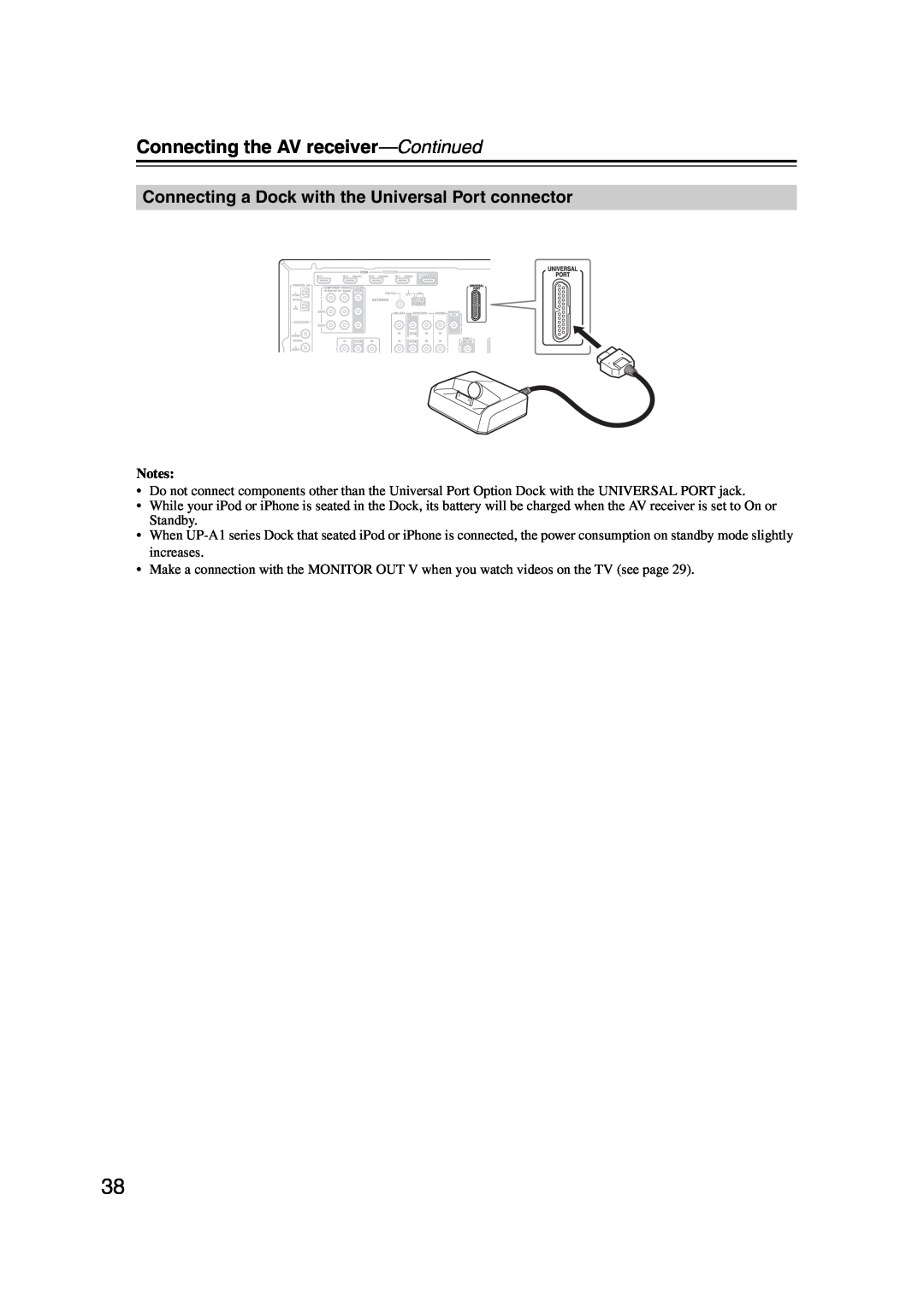 Onkyo 29344937, HT-S6200 instruction manual Connecting the AV receiver—Continued, Notes 