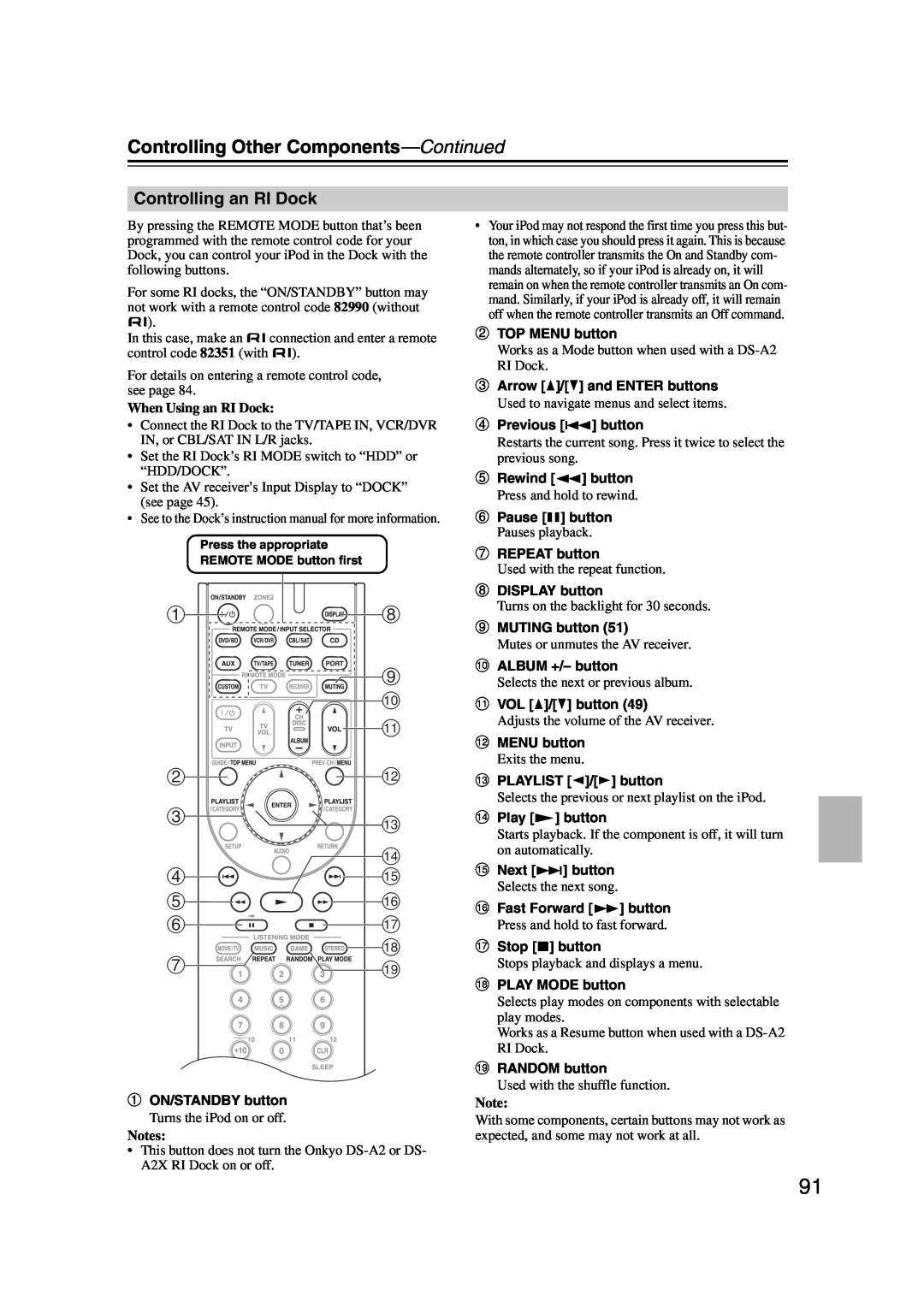 Onkyo HT-S6200, 29344937 instruction manual Controlling Other Components—Continued 