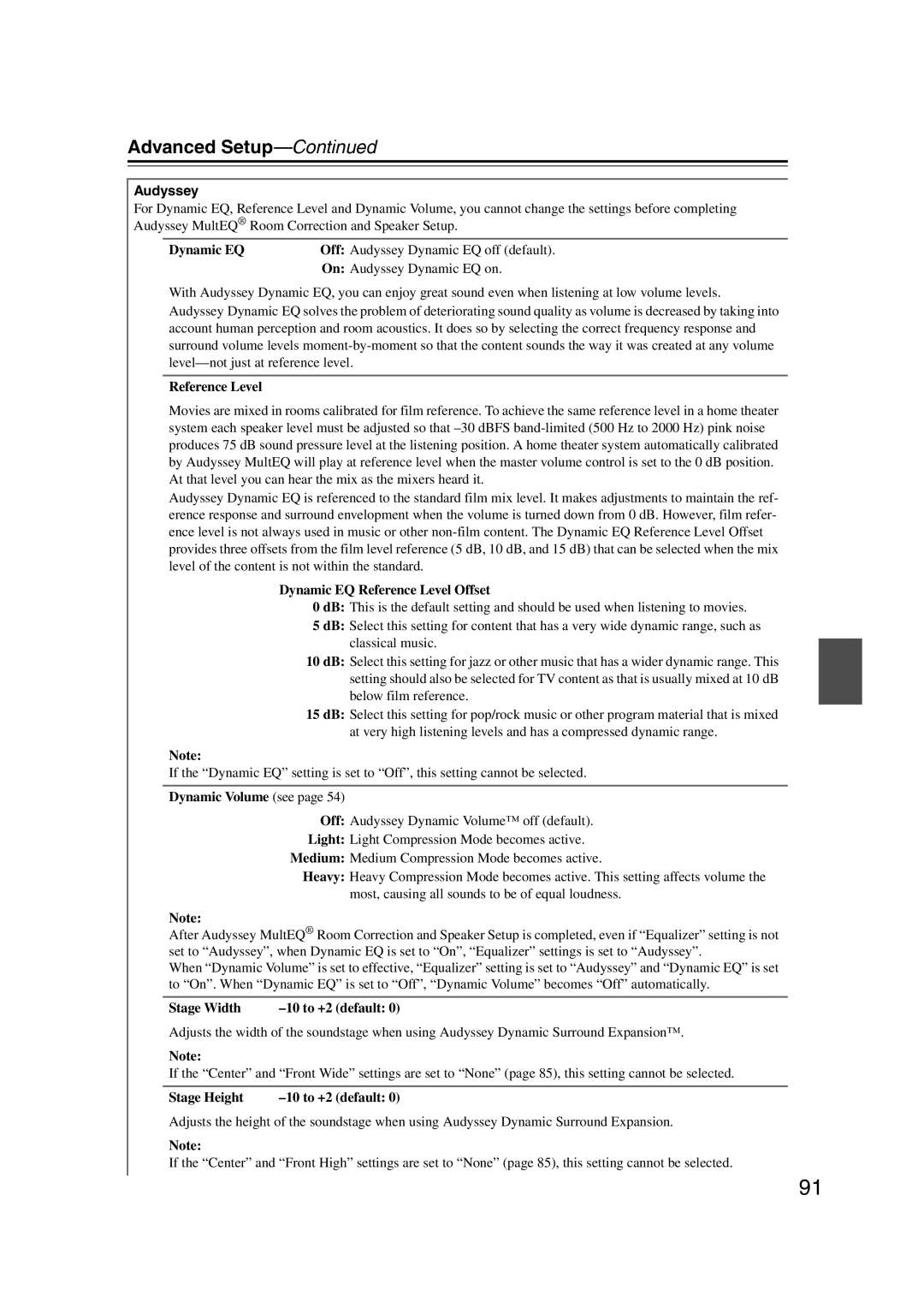 Onkyo HT-RC180, 29400021, TX-NR807 instruction manual Audyssey 