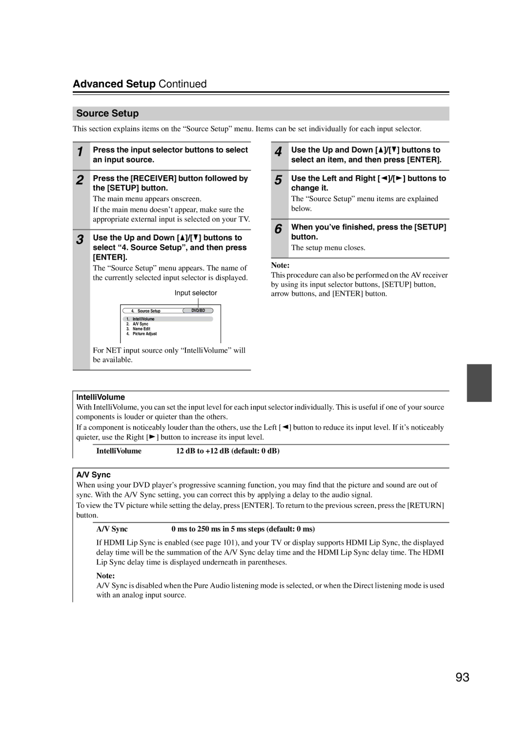 Onkyo 29400021, HT-RC180, TX-NR807 instruction manual Source Setup 