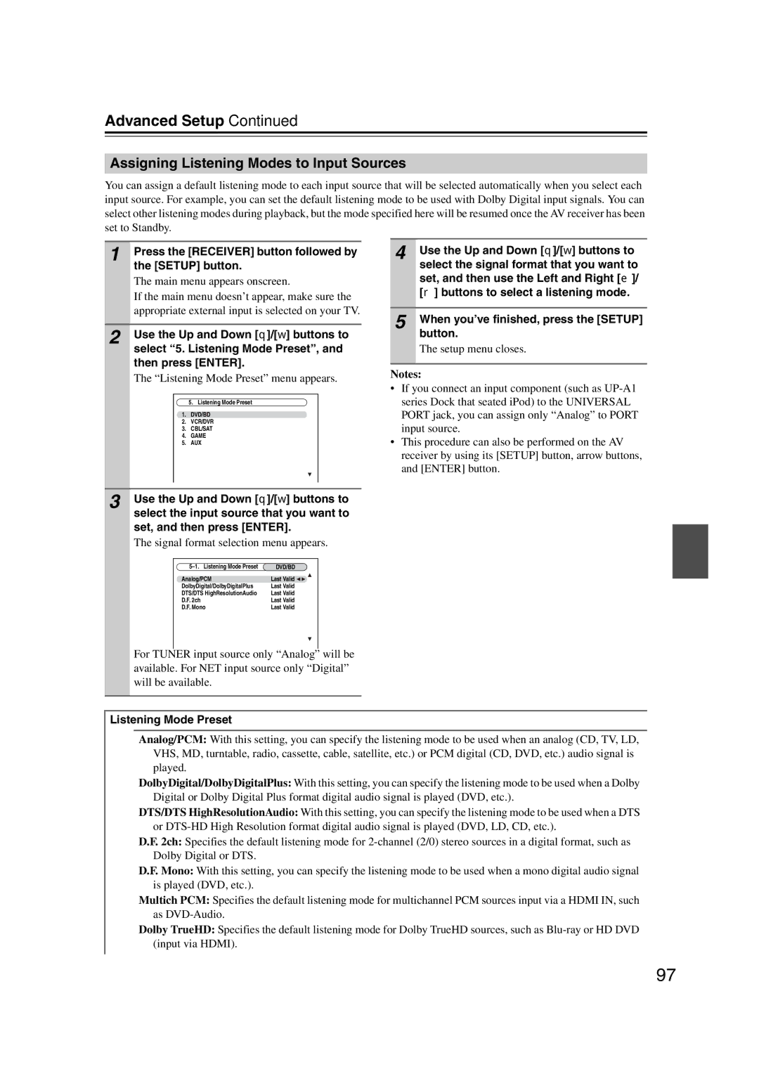 Onkyo HT-RC180, 29400021, TX-NR807 instruction manual Assigning Listening Modes to Input Sources 