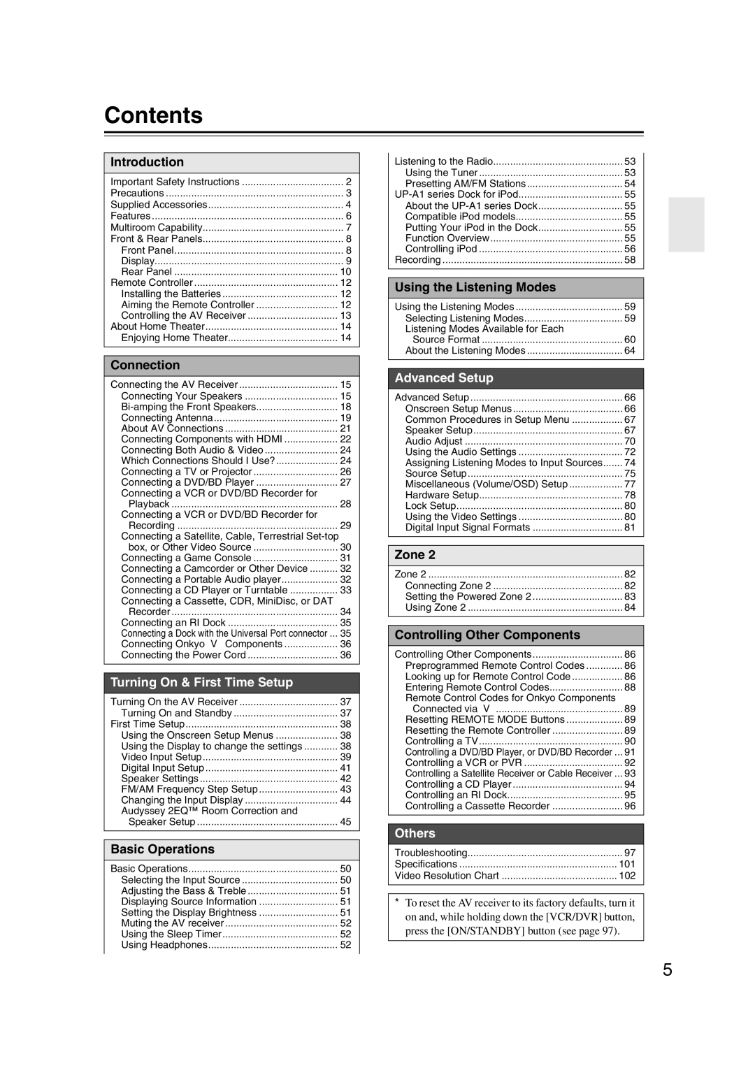 Onkyo 29400095 instruction manual Contents 