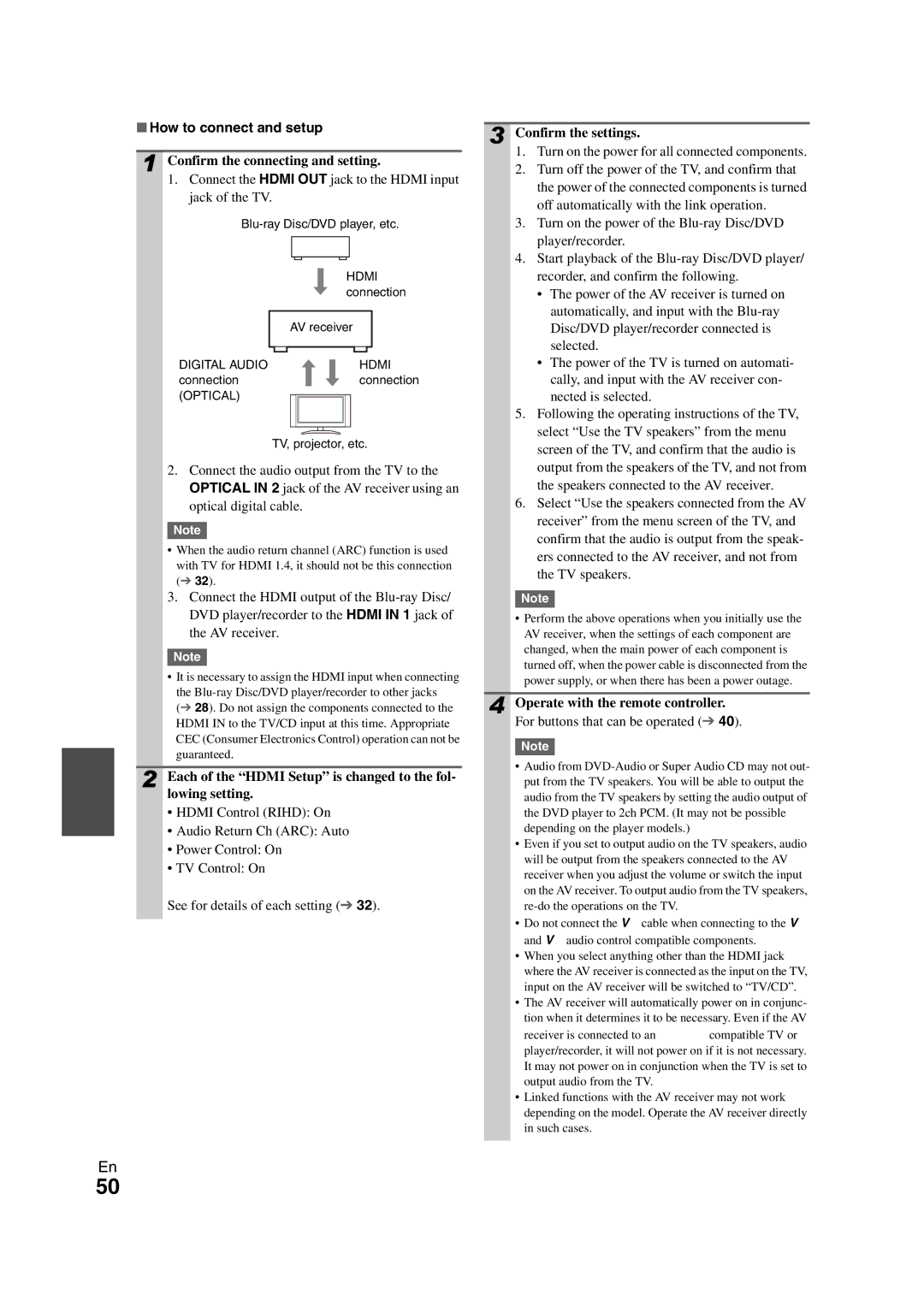 Onkyo 29400468 instruction manual How to connect and setup, Confirm the connecting and setting, Confirm the settings 