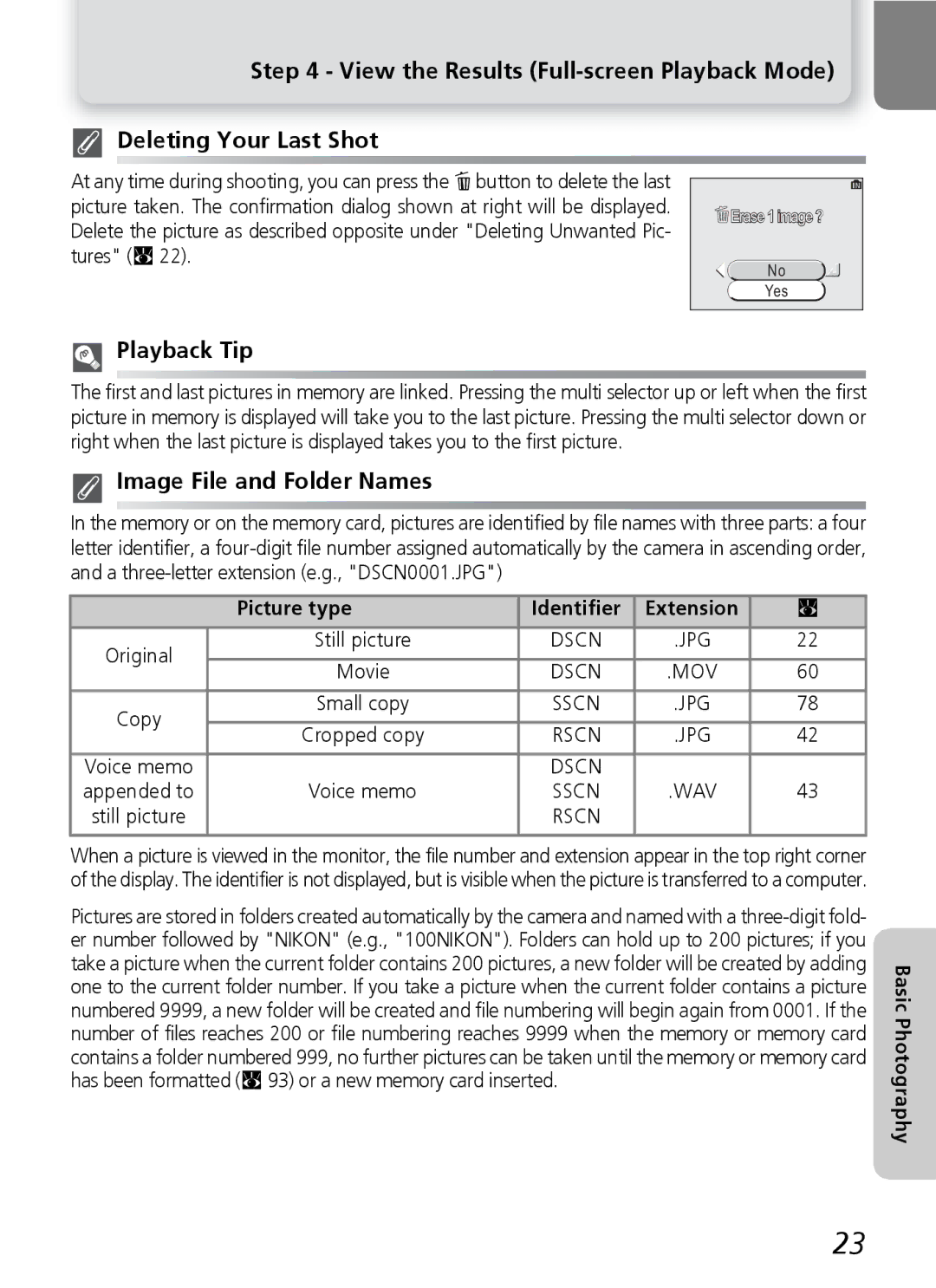 Onkyo 5100 manual Playback Tip, Image File and Folder Names, Picture type Identifier Extension 