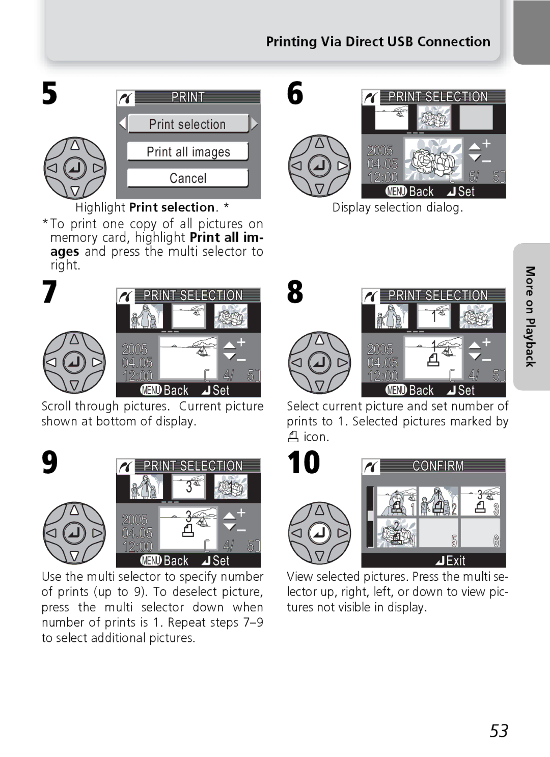 Onkyo 5100 manual Highlight Print selection Printing Via Direct USB Connection, Exit 