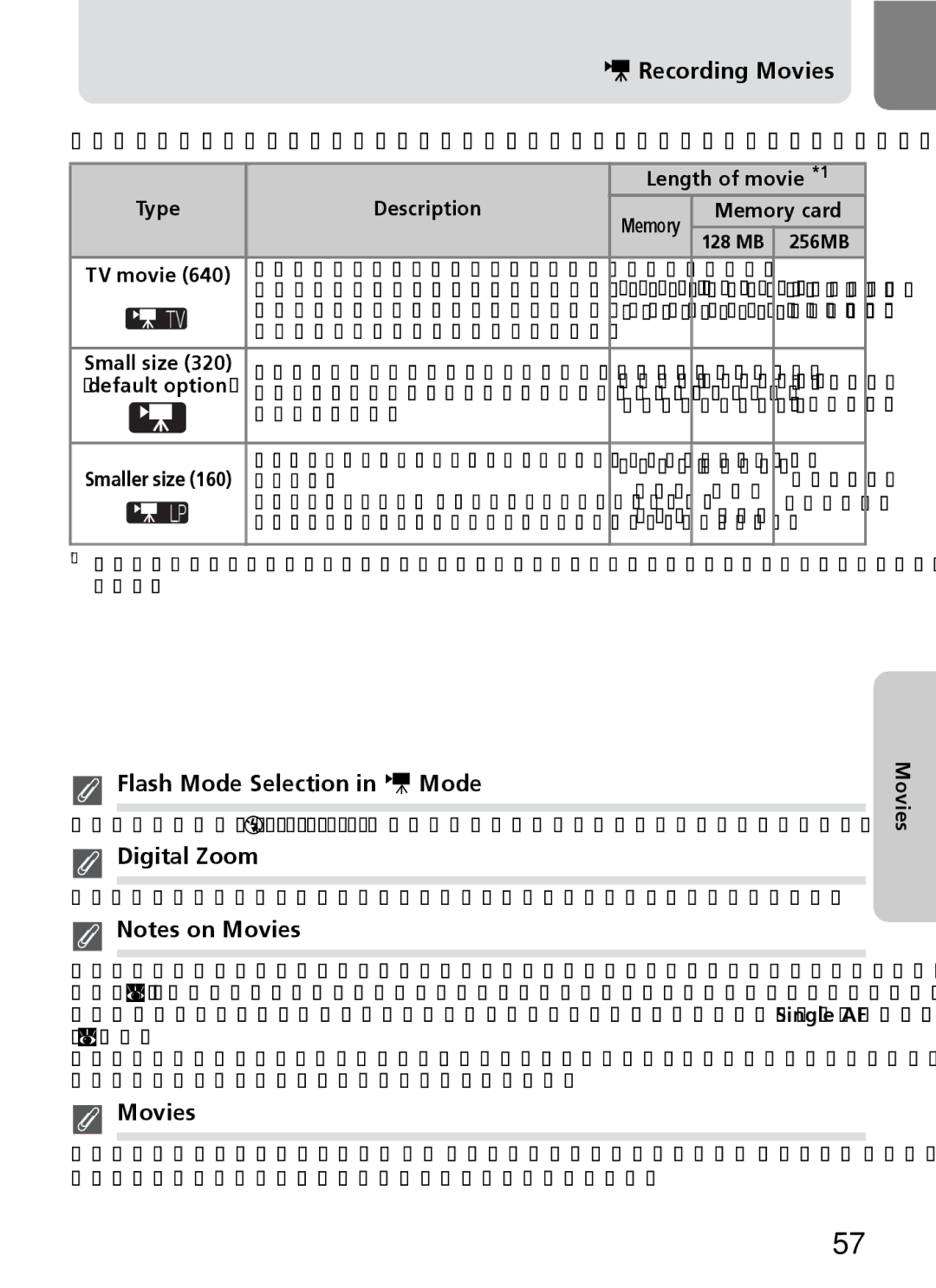 Onkyo 5100 manual Recording Movies, Flash Mode Selection in W Mode 