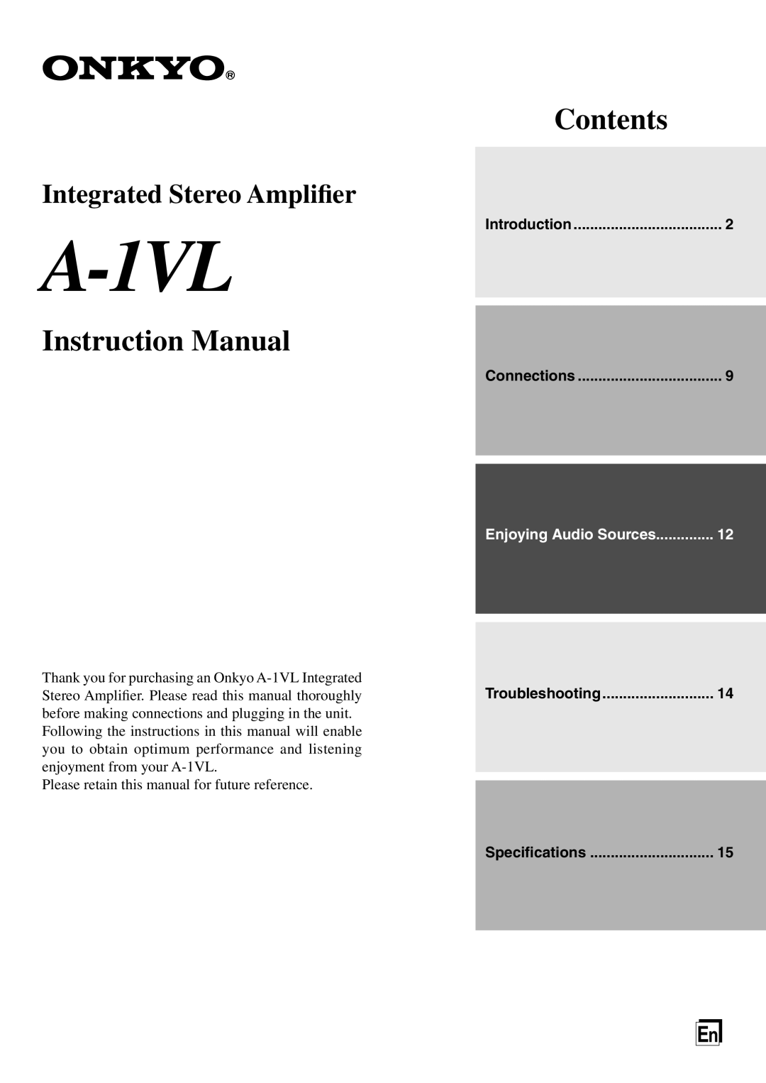 Onkyo A-1VL instruction manual 