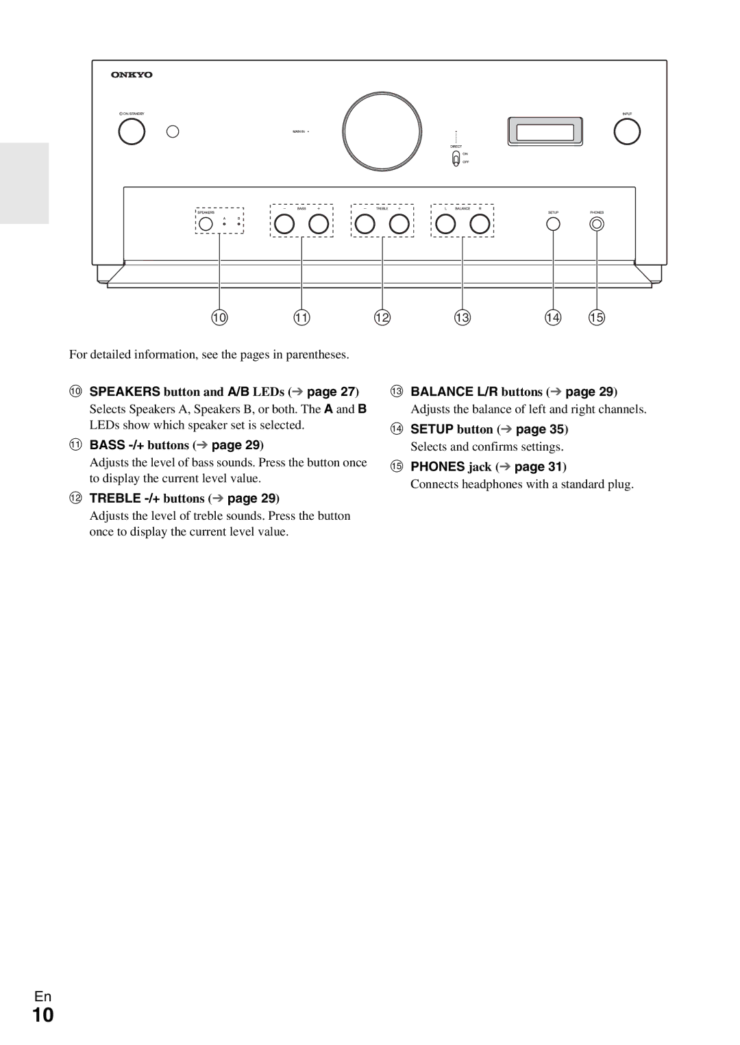 Onkyo A-9070 instruction manual L m n o, Treble -/+ buttons 