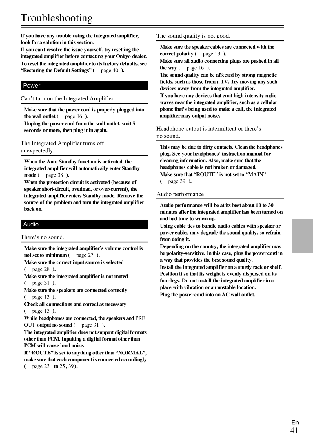 Onkyo A-9070 instruction manual Troubleshooting 