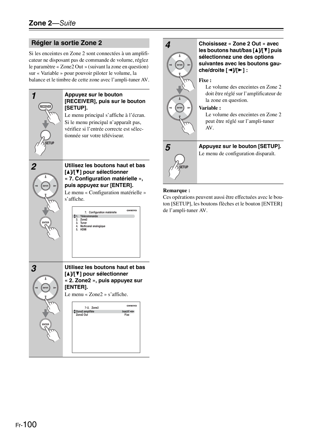 Onkyo AV Reciever manual Régler la sortie Zone 