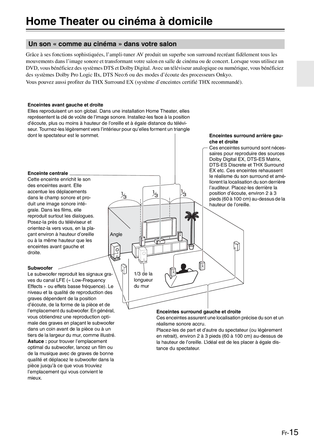 Onkyo AV Reciever manual Home Theater ou cinéma à domicile, Un son « comme au cinéma » dans votre salon 