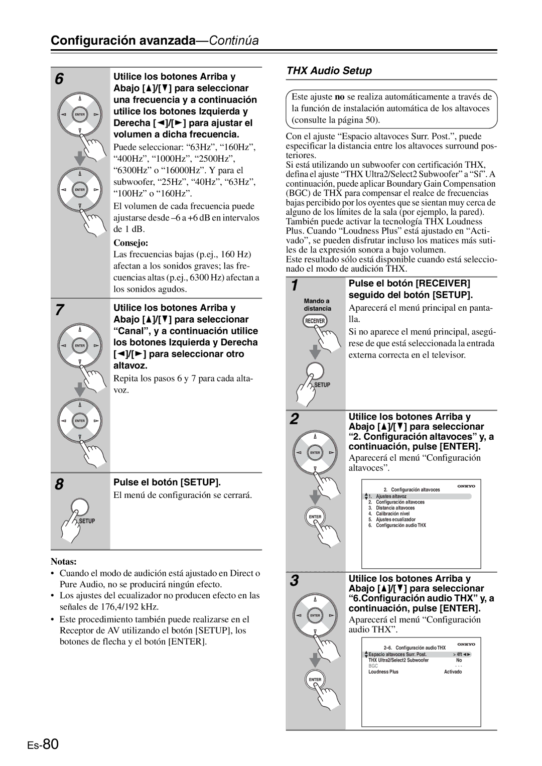 Onkyo AV Reciever manual Una frecuencia y a continuación, Derecha e/ r para ajustar el, Volumen a dicha frecuencia, Altavoz 