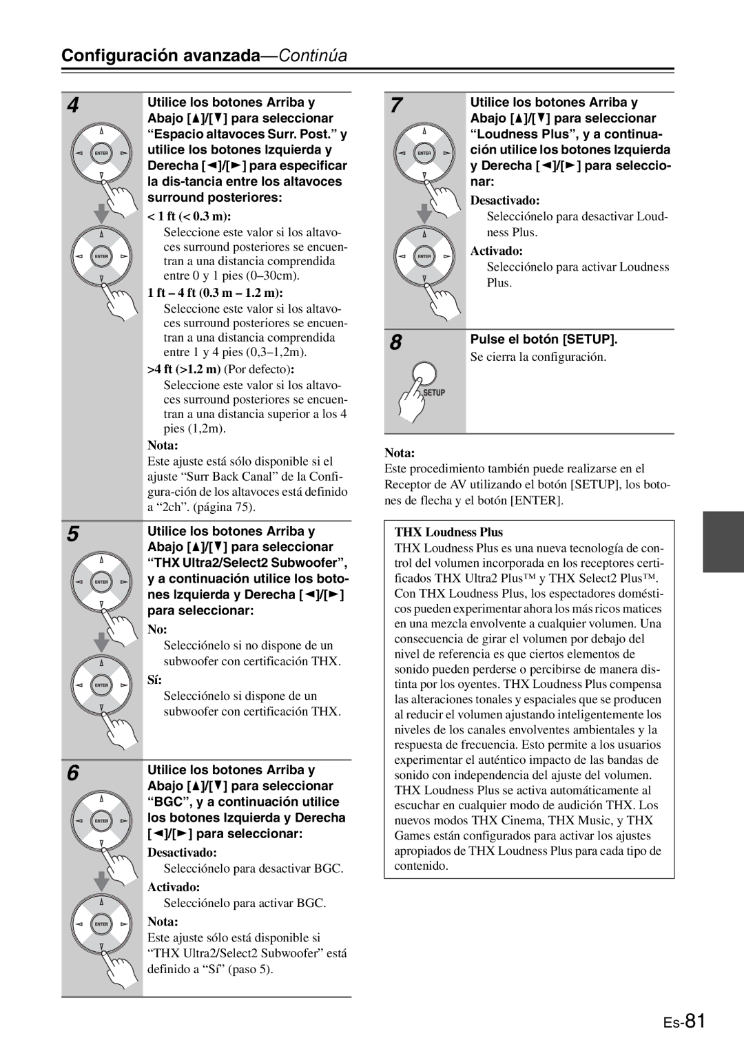 Onkyo AV Reciever manual Loudness Plus, y a continua 