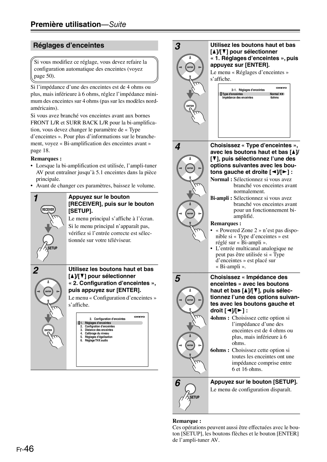 Onkyo AV Reciever manual Réglages d’enceintes 