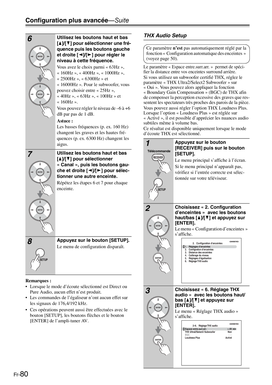 Onkyo AV Reciever manual THX Audio Setup 