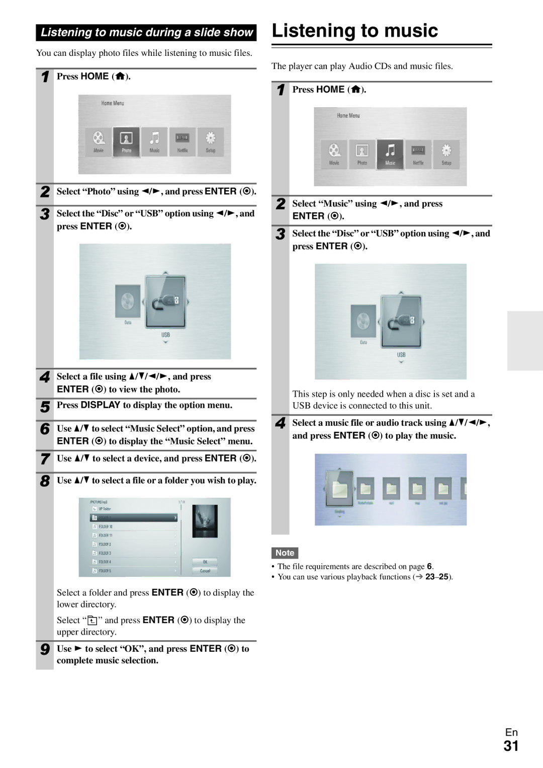 Onkyo BD-SP308 instruction manual Listening to music during a slide show 