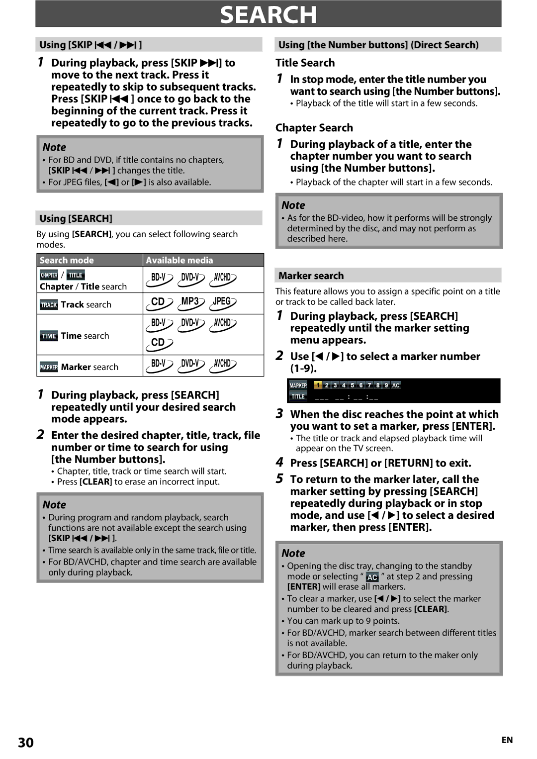 Onkyo BD-SP807 instruction manual Title Search, Chapter Search 