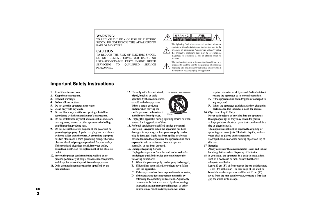 Onkyo C-7000R instruction manual Important Safety Instructions 
