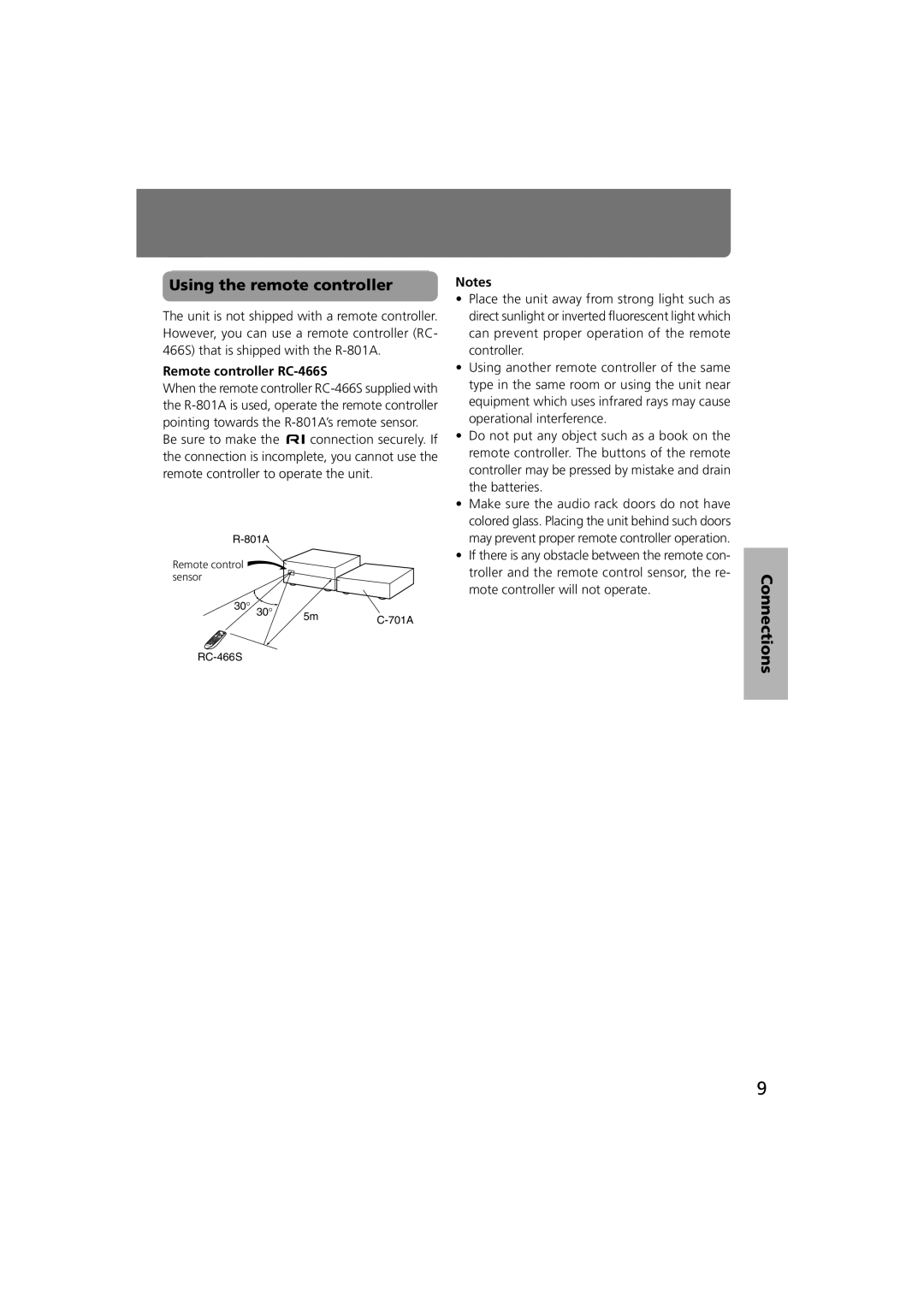 Onkyo C-701A instruction manual Using the remote controller, Remote controller RC-466S 