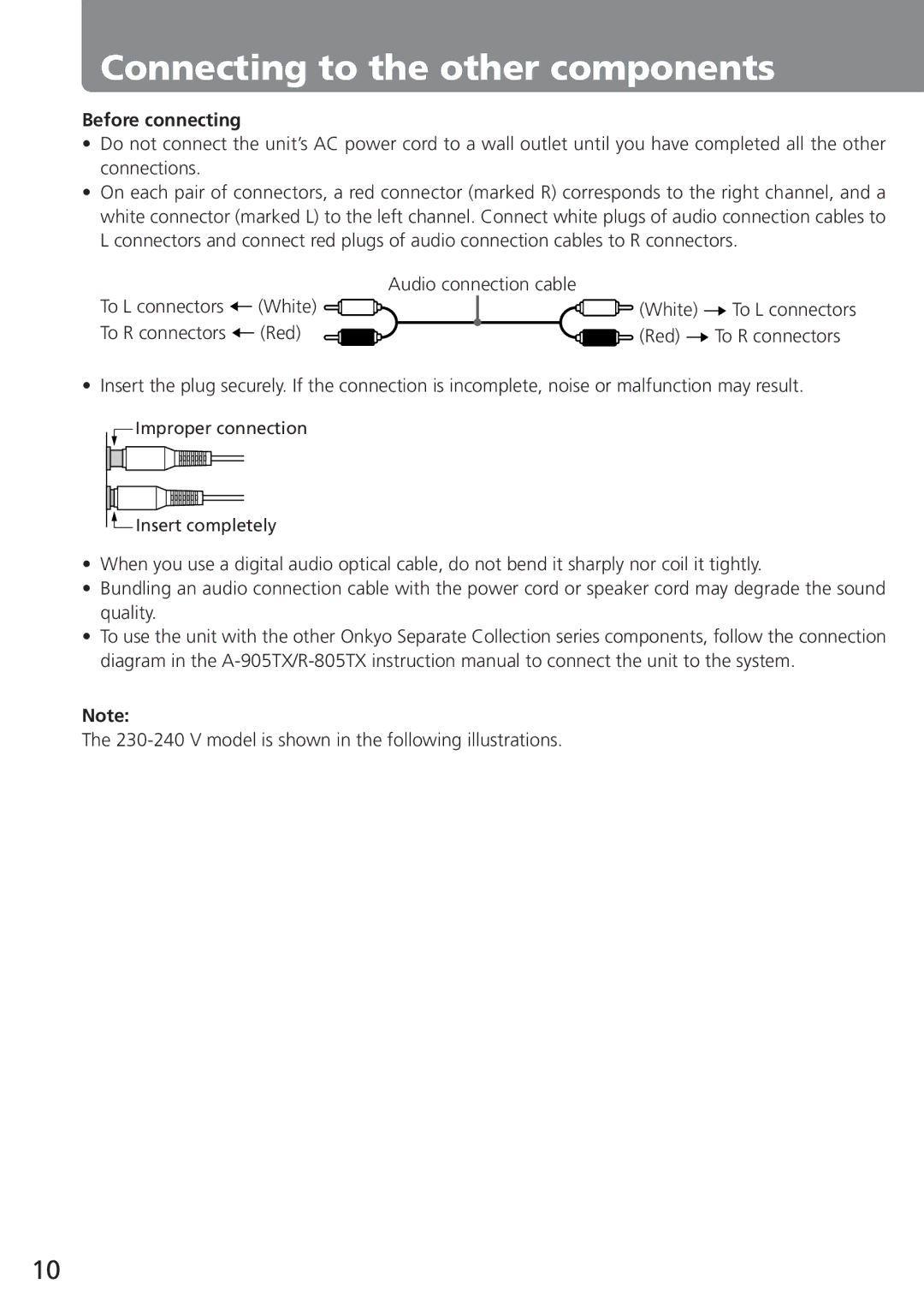 Onkyo C-705TX instruction manual Connecting to the other components, Before connecting 