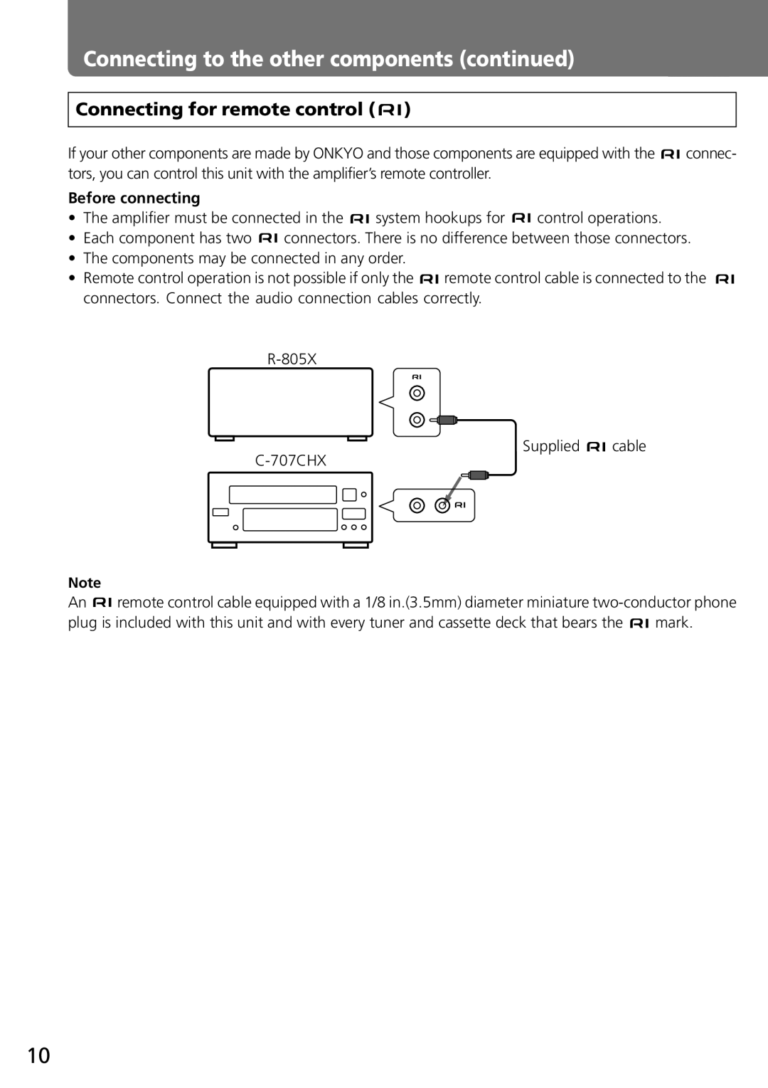 Onkyo C-707CHX instruction manual Connecting for remote control, Before connecting 