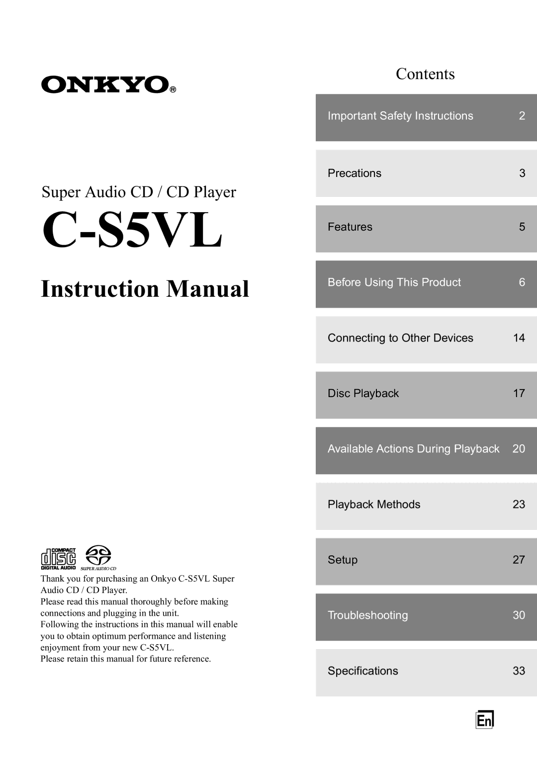 Onkyo C-S5VL instruction manual 