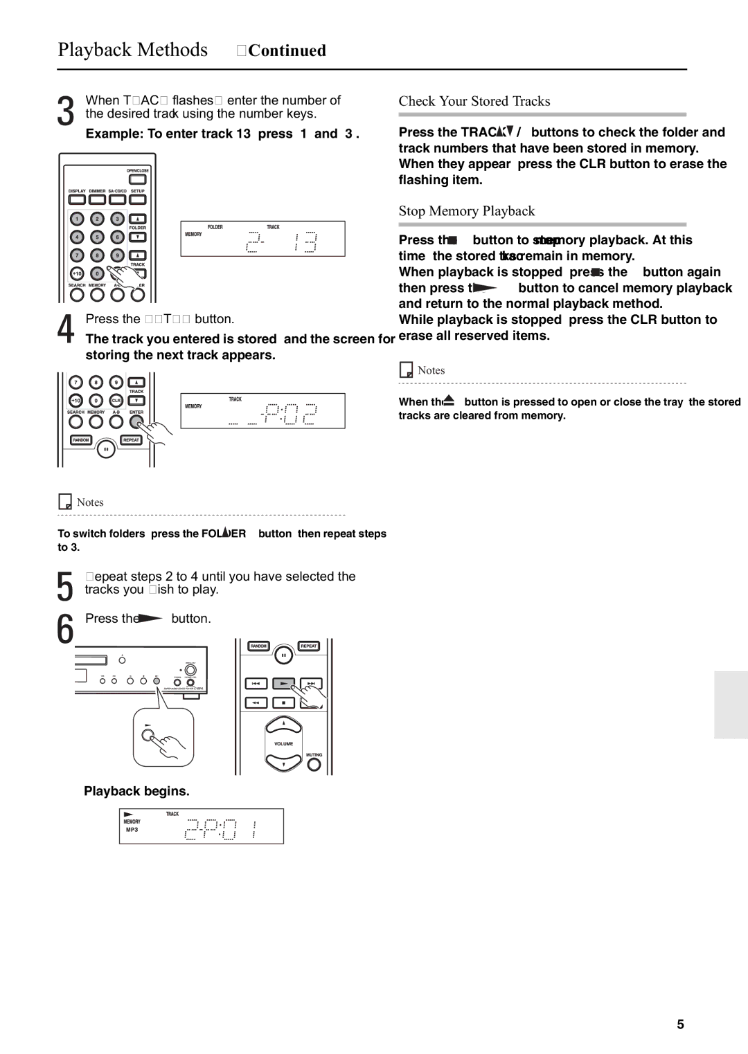 Onkyo C-S5VL instruction manual Check Your Stored Tracks, Stop Memory Playback 