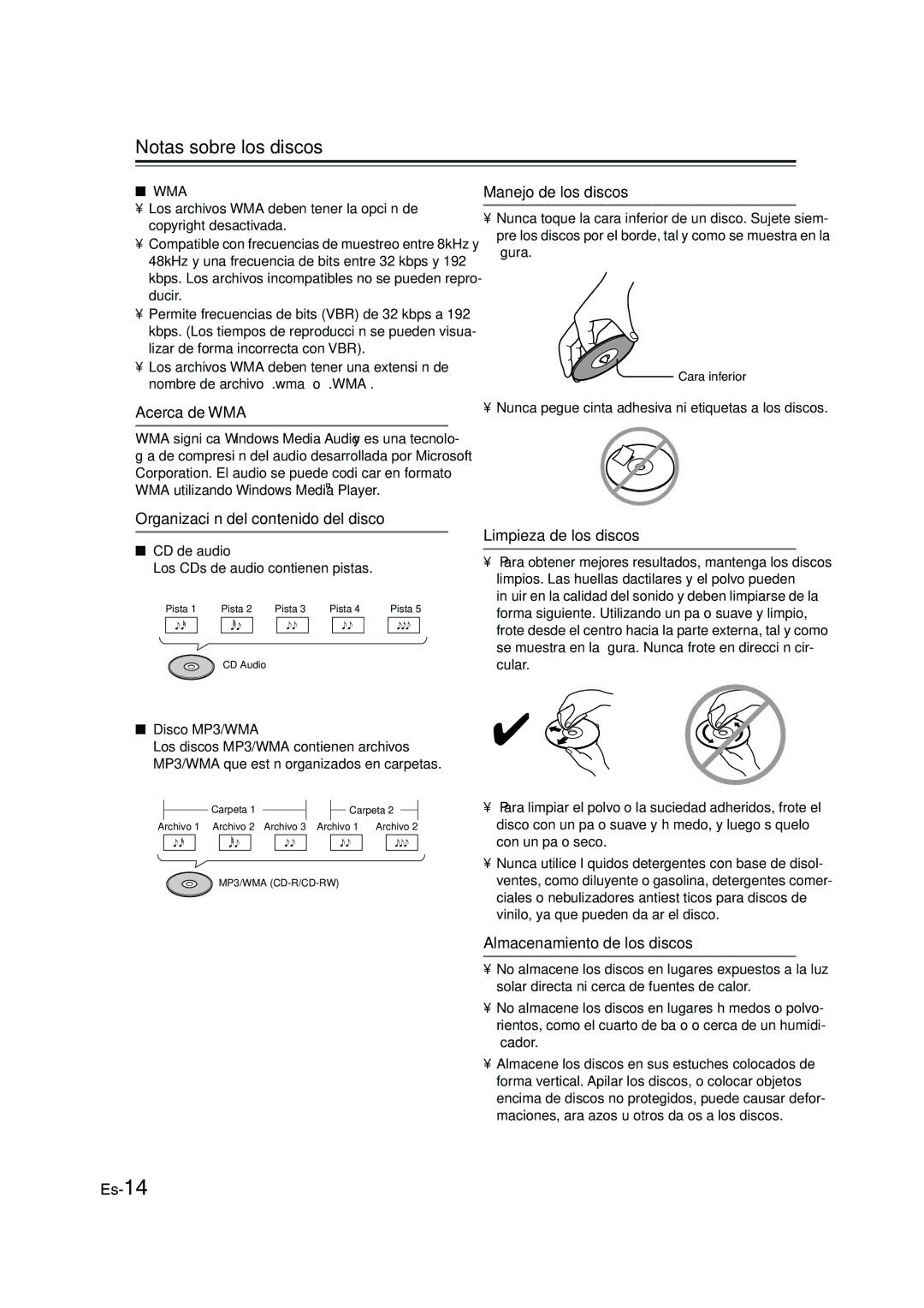 Onkyo CBX-300 instruction manual Notas sobre los discos-Continúa 