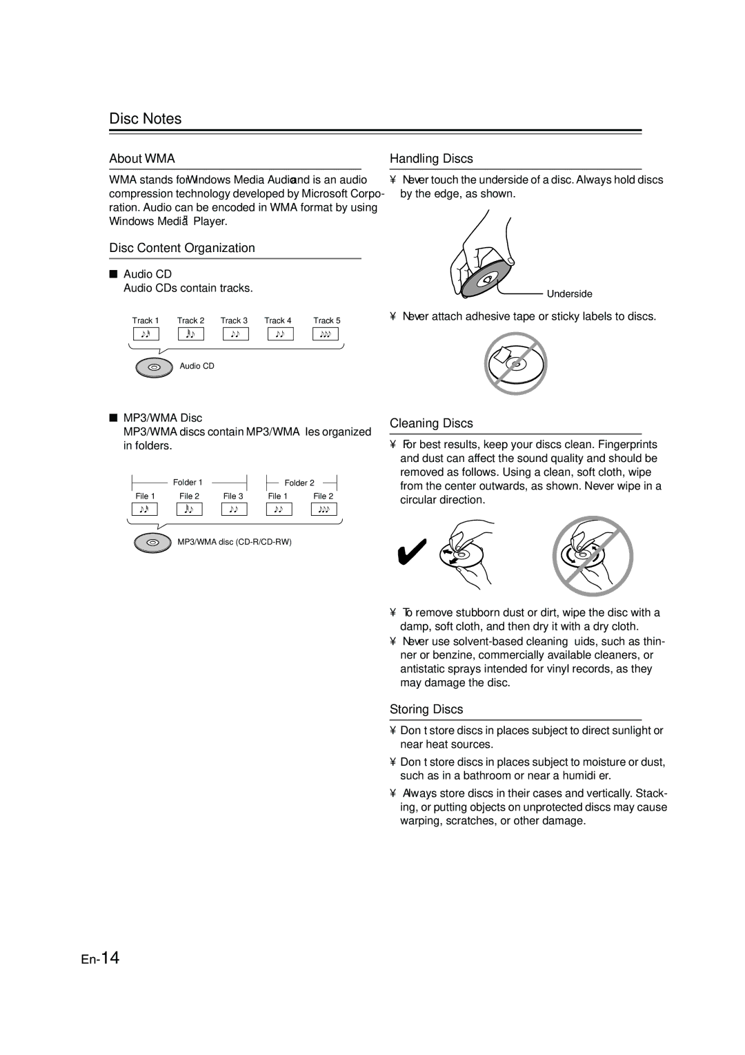 Onkyo CBX-300 instruction manual Disc Notes 