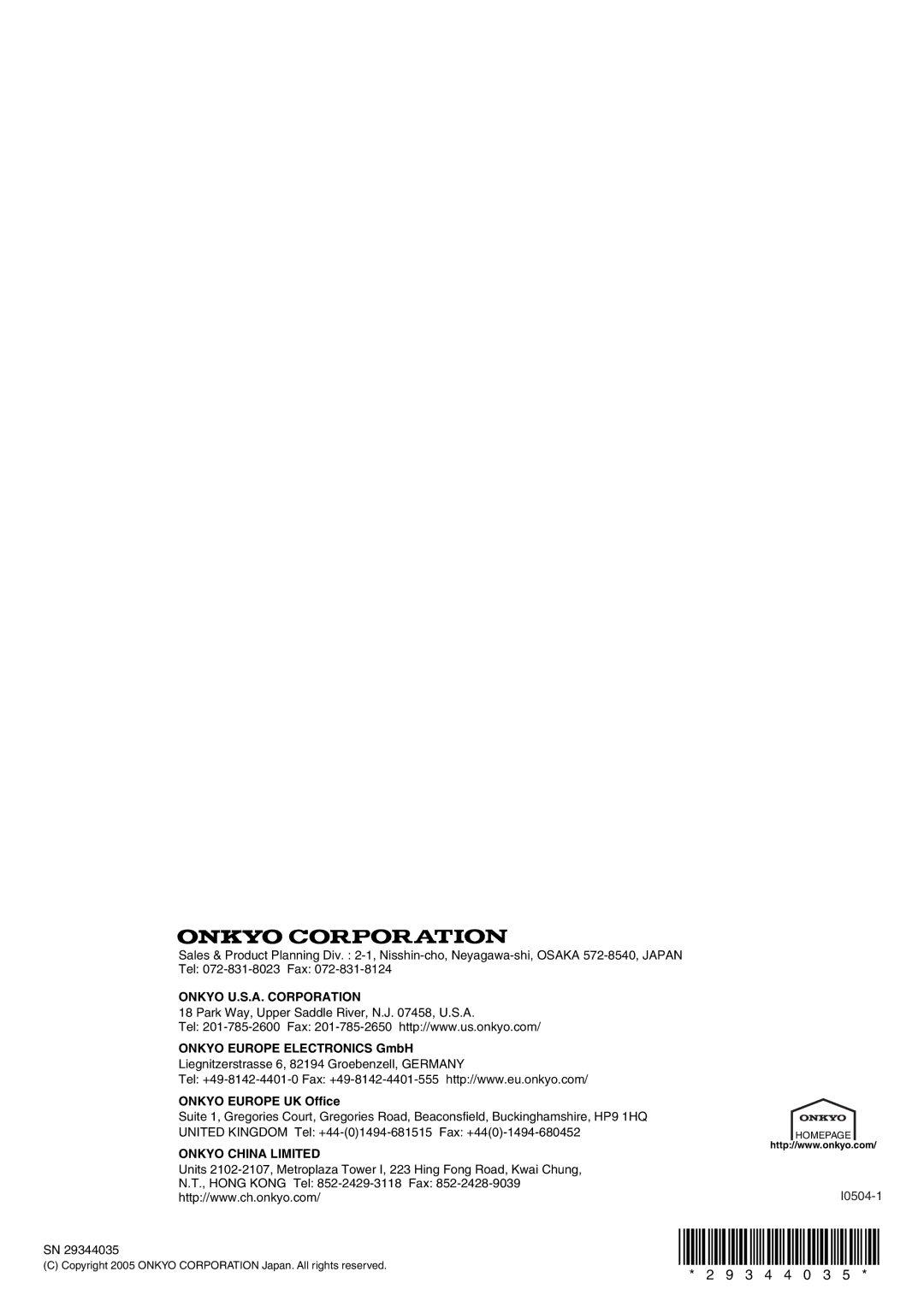 Onkyo CR-305FX instruction manual 3 4 4 0 3 