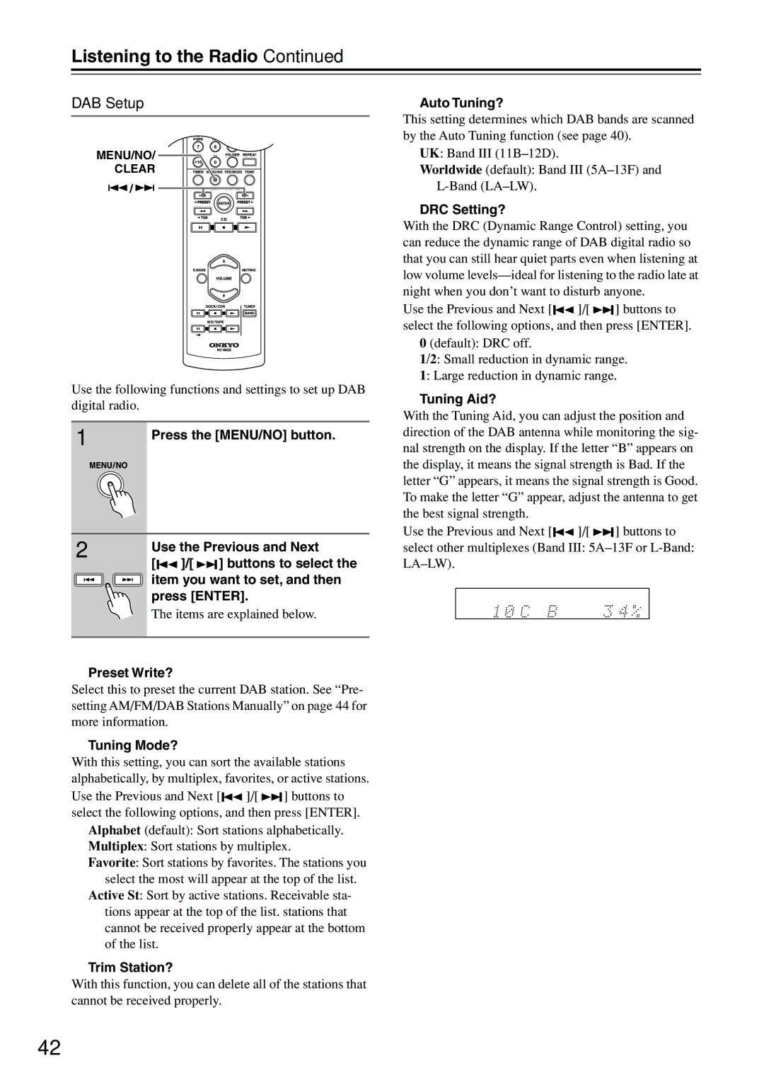 Onkyo CR-315DAB, CR-515DAB instruction manual DAB Setup 